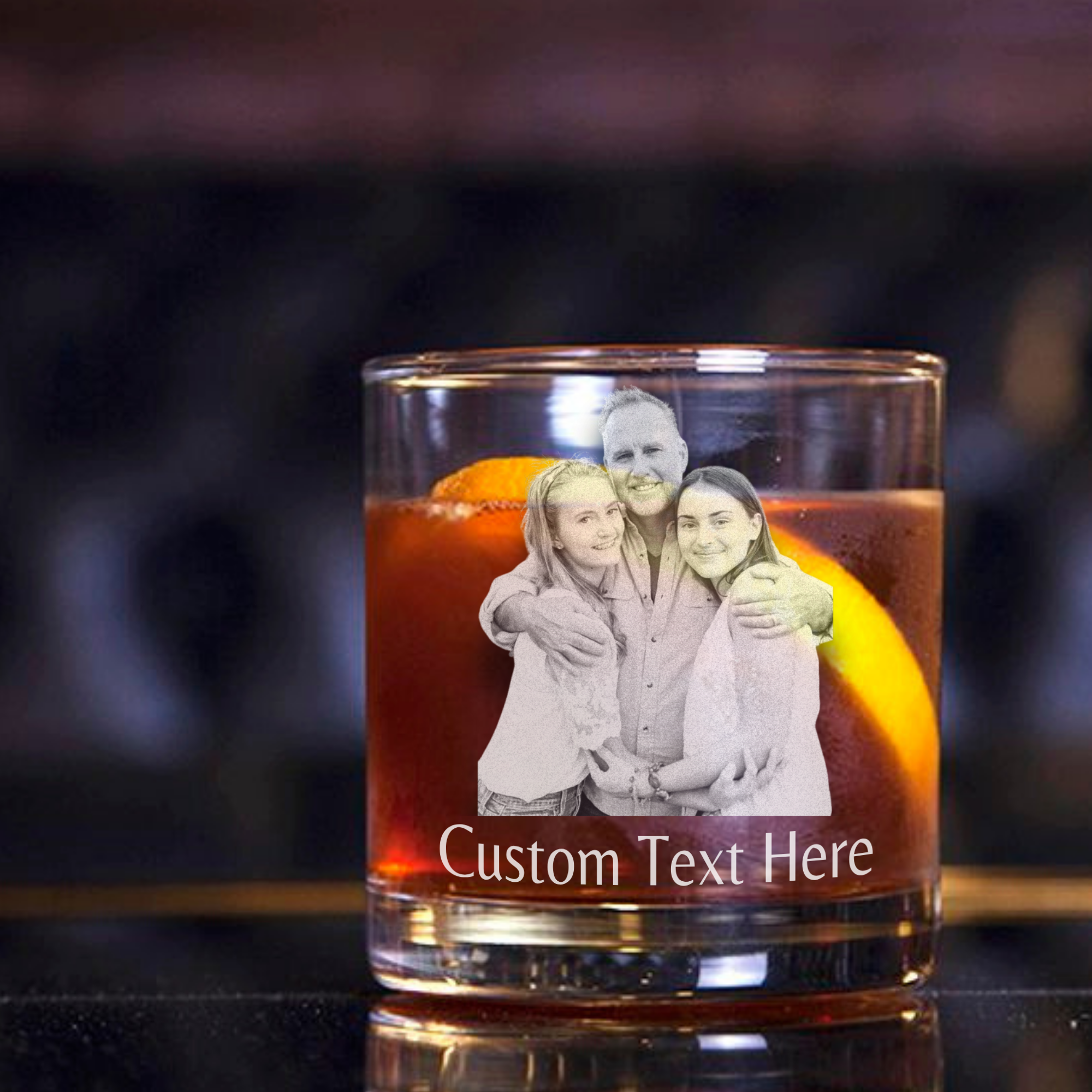 Personalized Portrait Whiskey Glasses - Set of 2 - Margerie Crystal USA