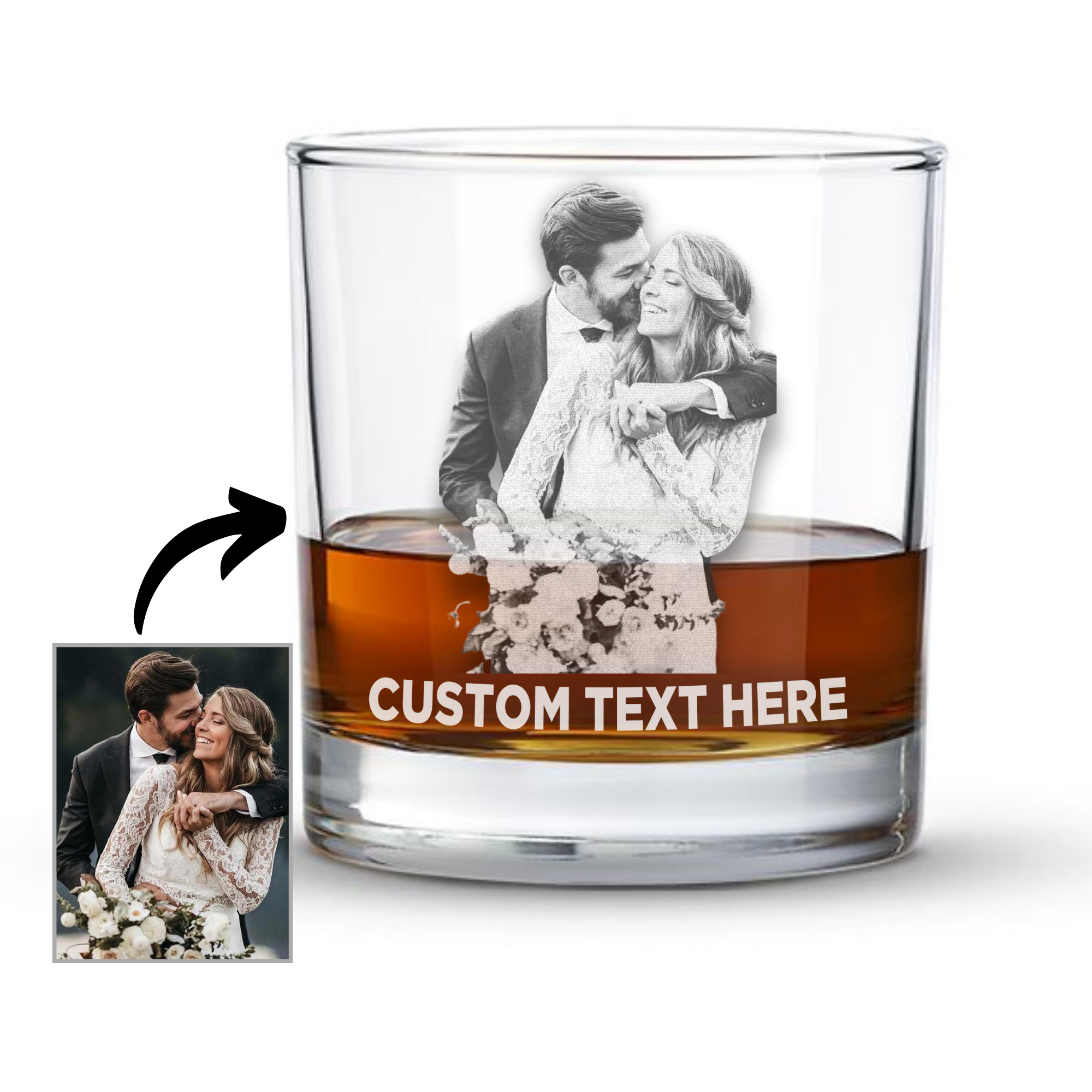 Personalized Portrait Whiskey Glasses - Set of 2 - Margerie Crystal USA