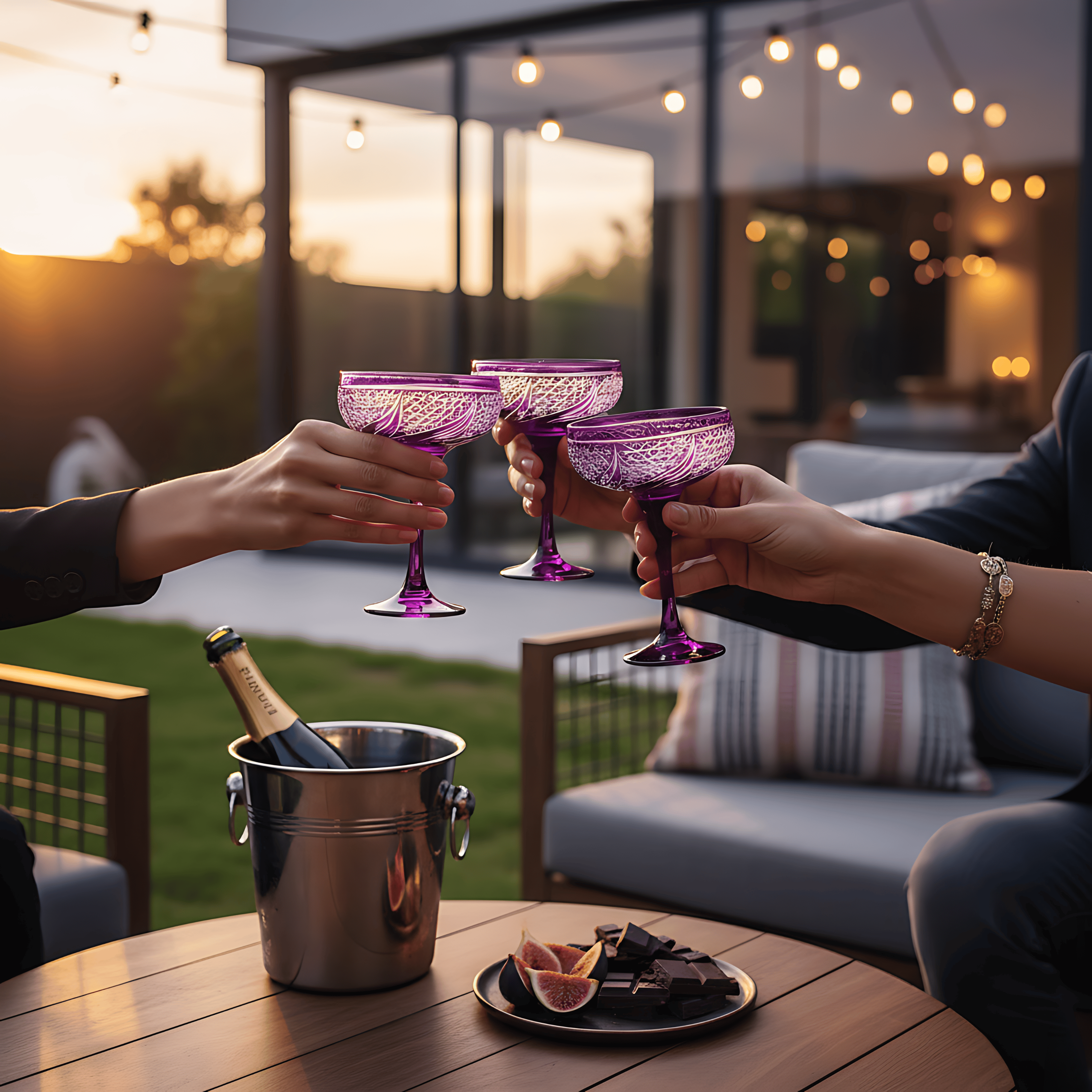 Aurora Champagne Coupe - Set Of 2 - Margerie Crystal USA