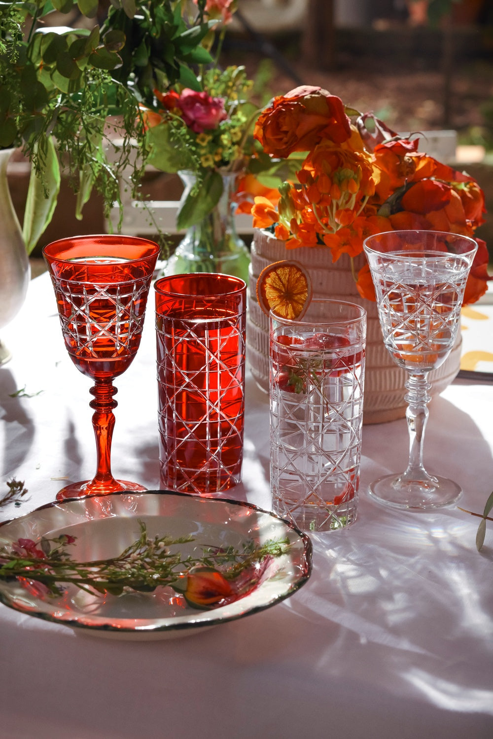 Gloria Cut Crystal Highball Glasses - Set Of 2 - Margerie Crystal USA