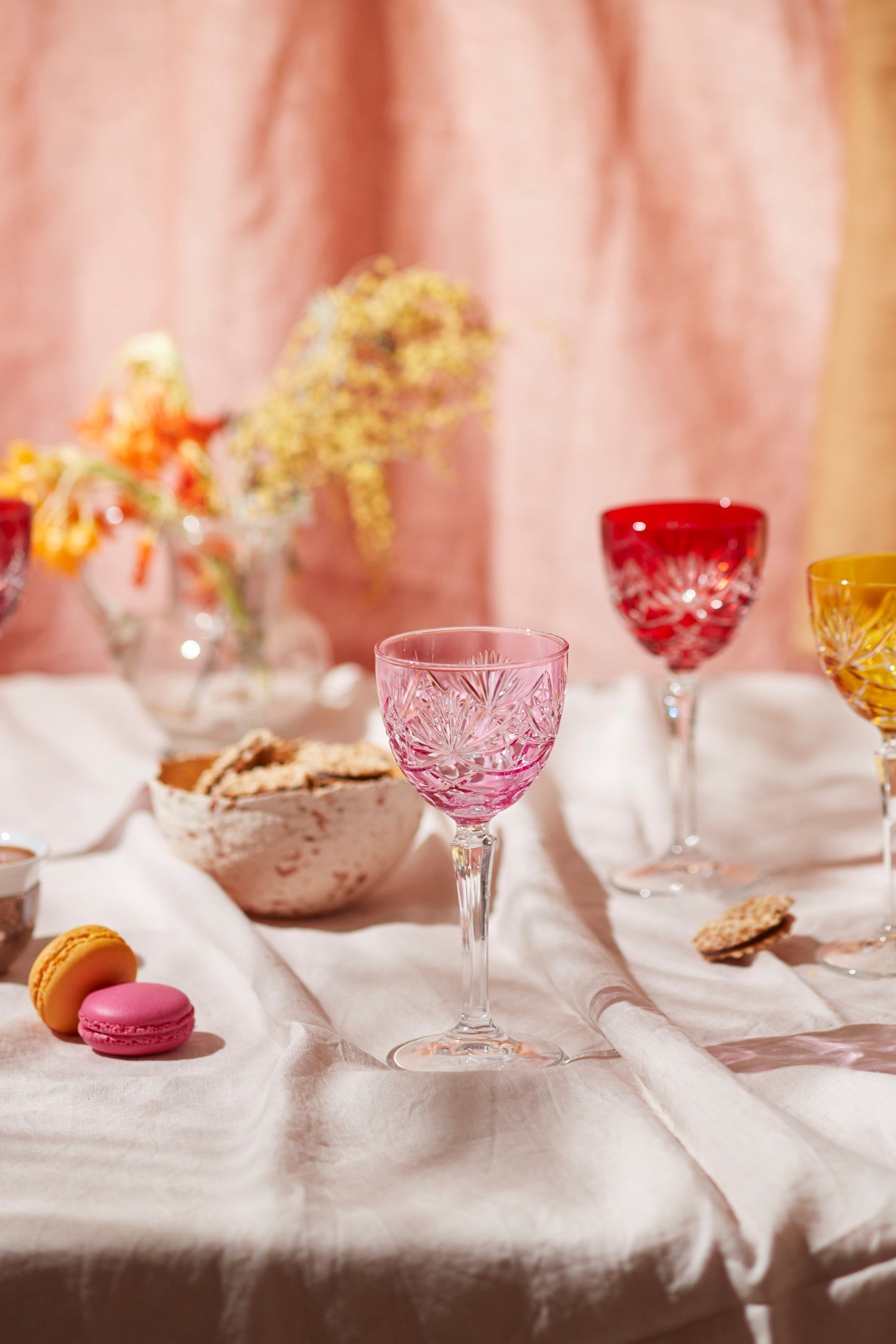 Vintage Cut Crystal Cocktail Glasses - Set Of 2 - Margerie Crystal USA