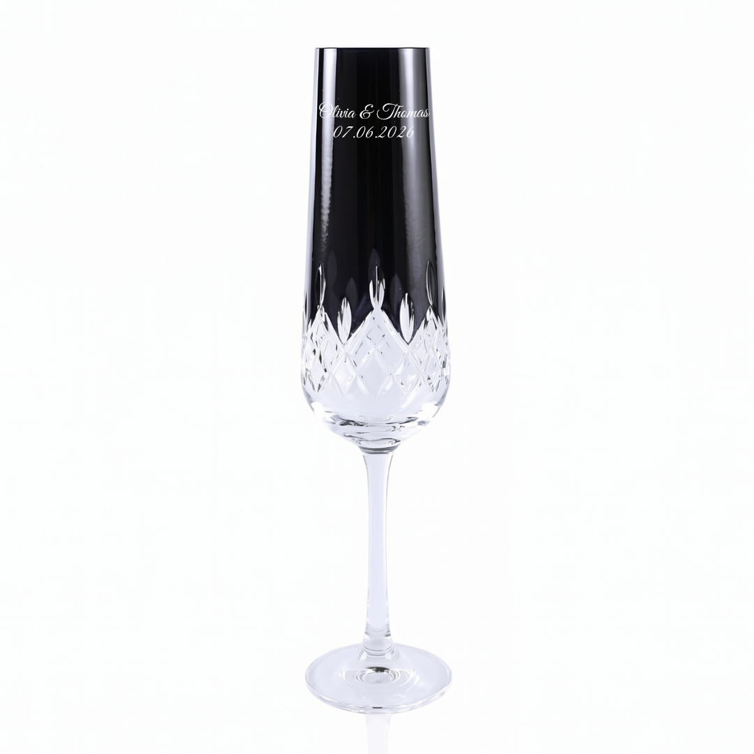 Aria Champagne Flute Personalized - Laser Engraved - Margerie Crystal USA
