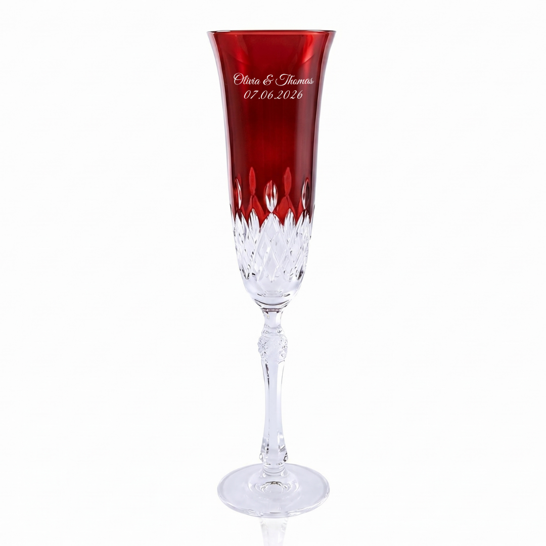 Aria Champagne Flute Personalized - Laser Engraved - Margerie Crystal USA
