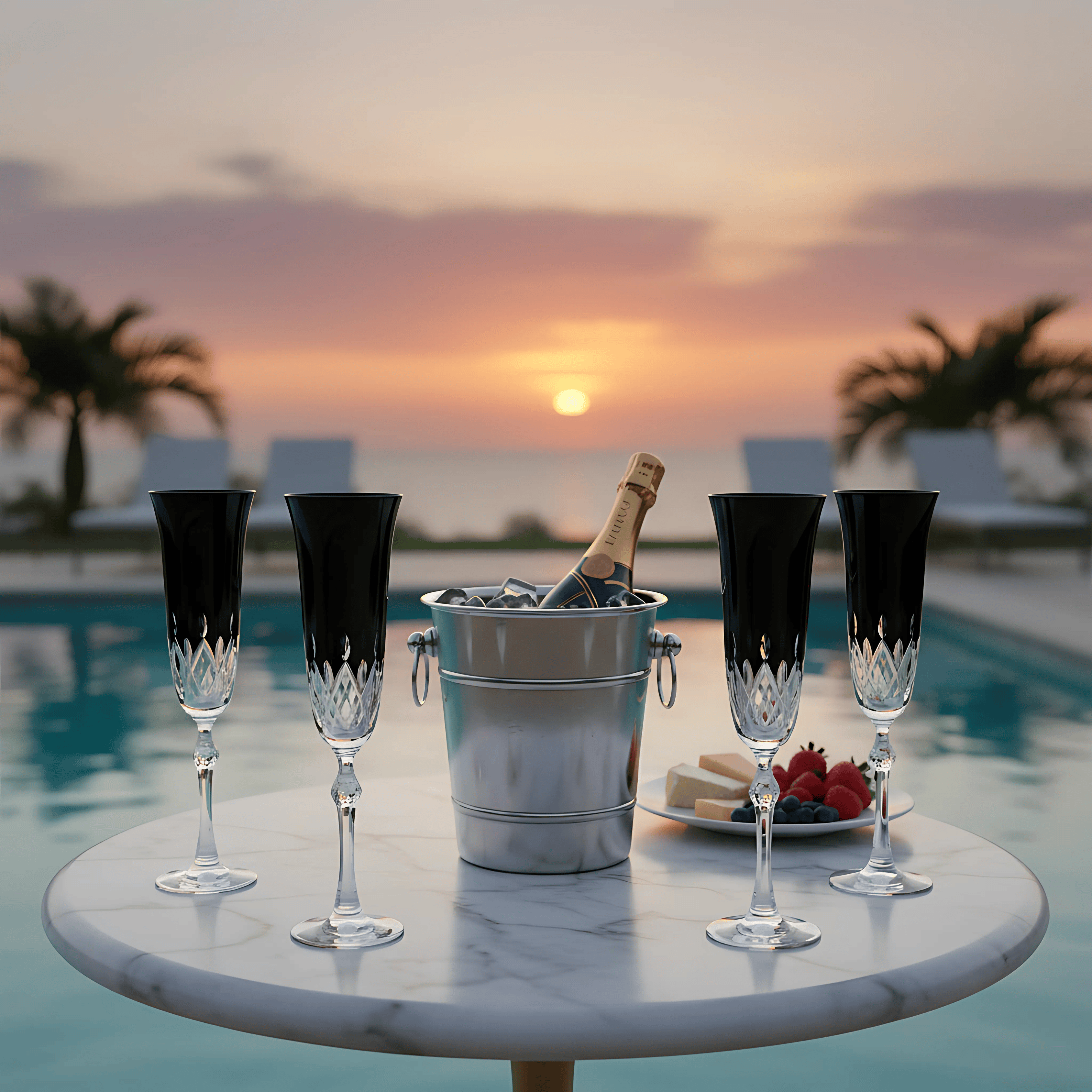 Aria Champagne Flute - Set Of 2 - Margerie Crystal USA