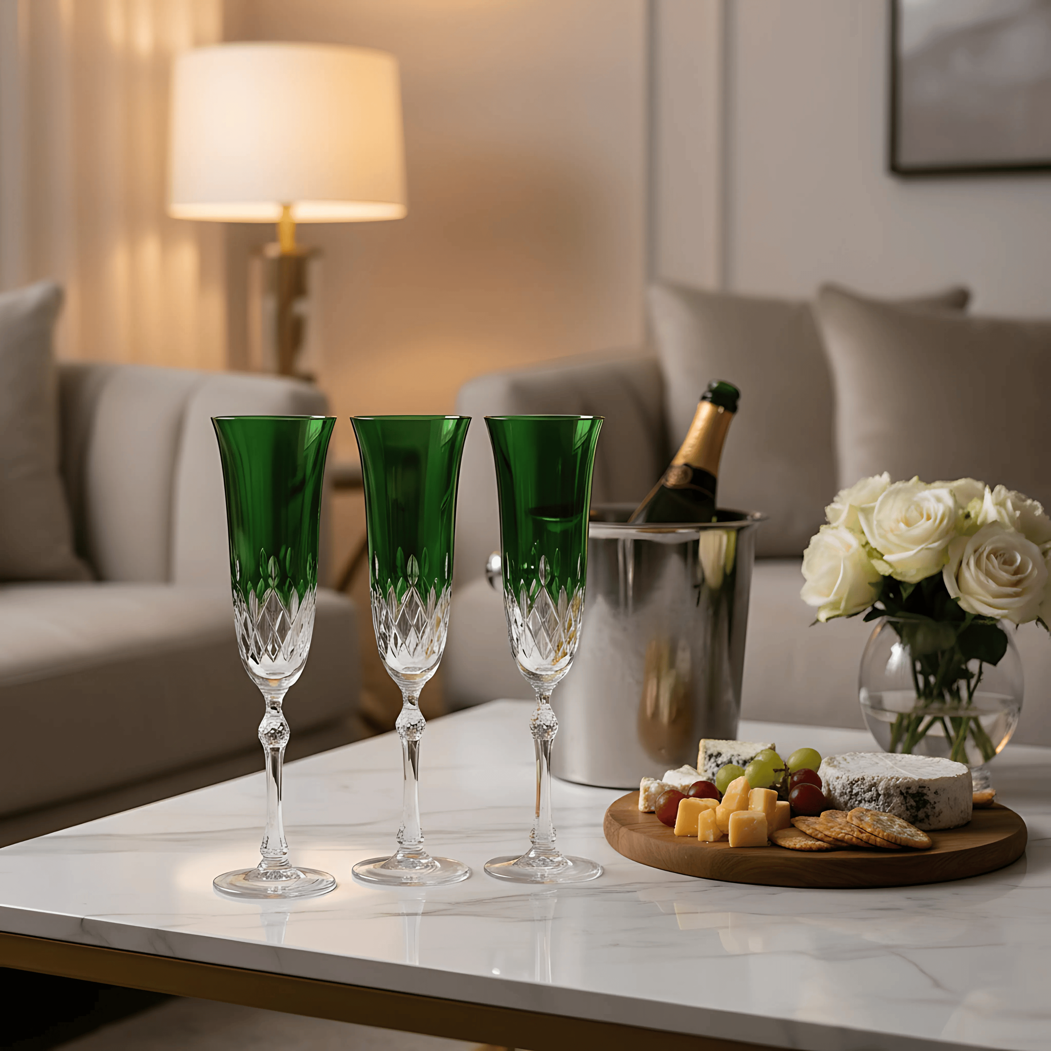 Aria Champagne Flute - Set Of 2 - Margerie Crystal USA