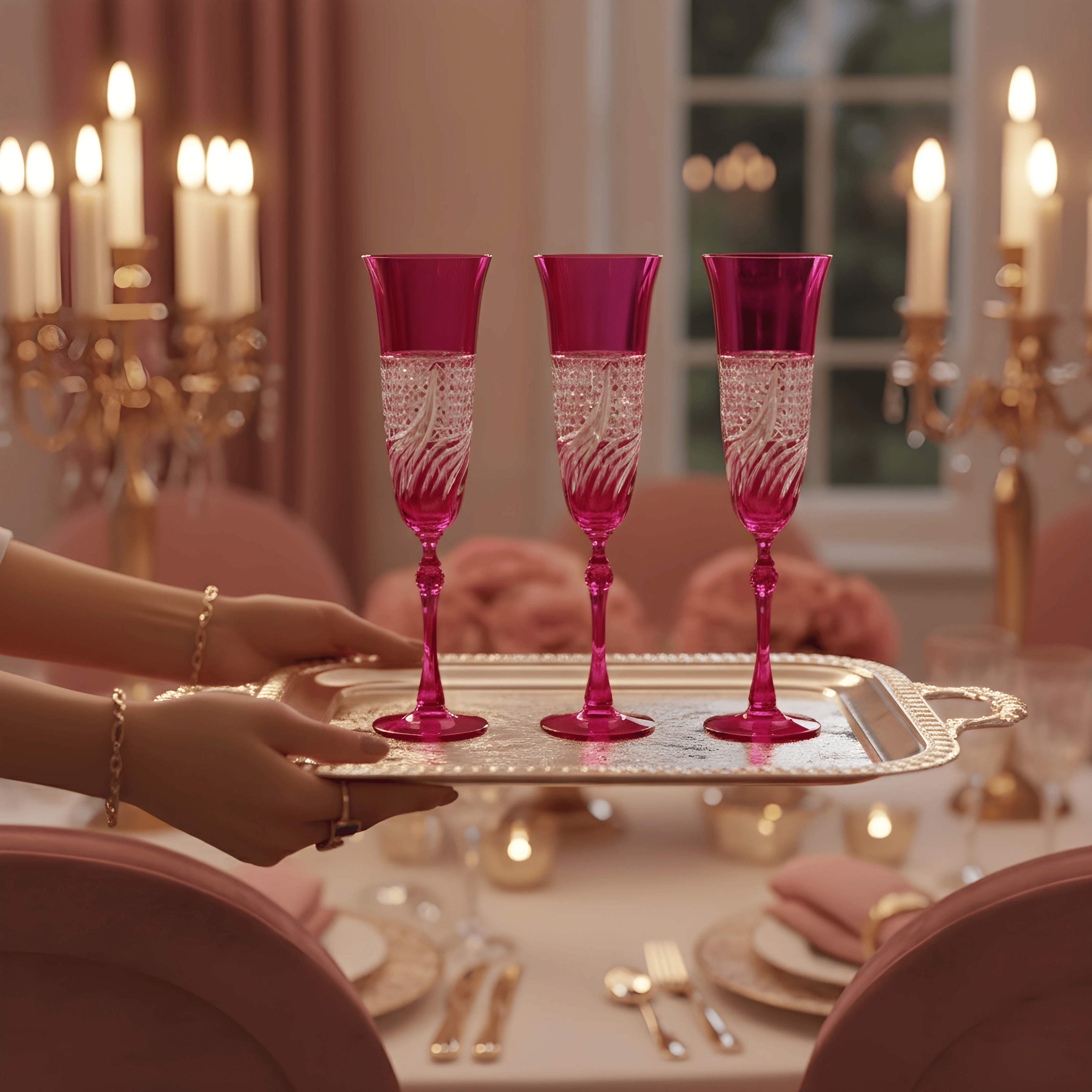 Aurora Champagne Flute - Set Of 2 - Margerie Crystal USA