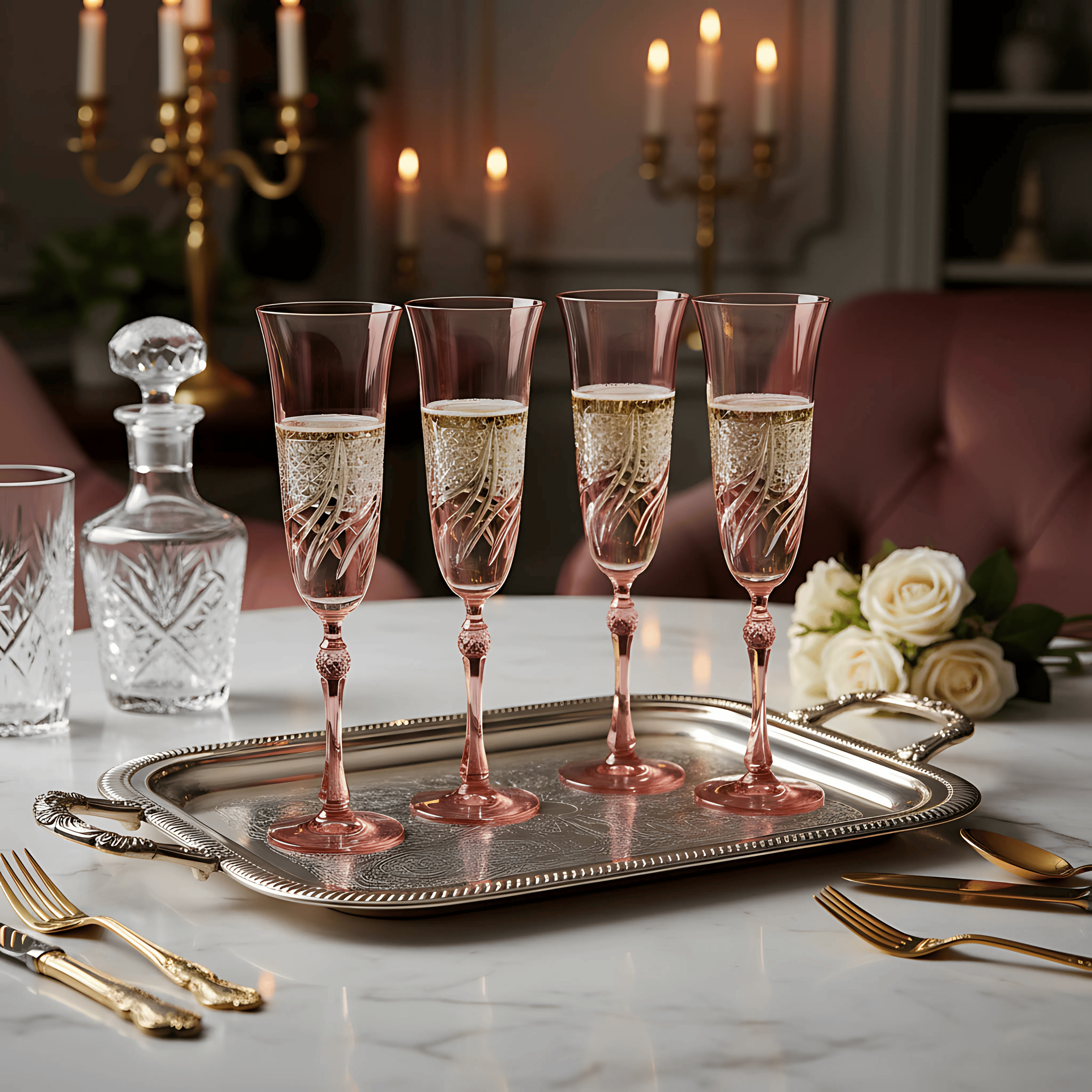 Aurora Champagne Flute - Set Of 2 - Margerie Crystal USA