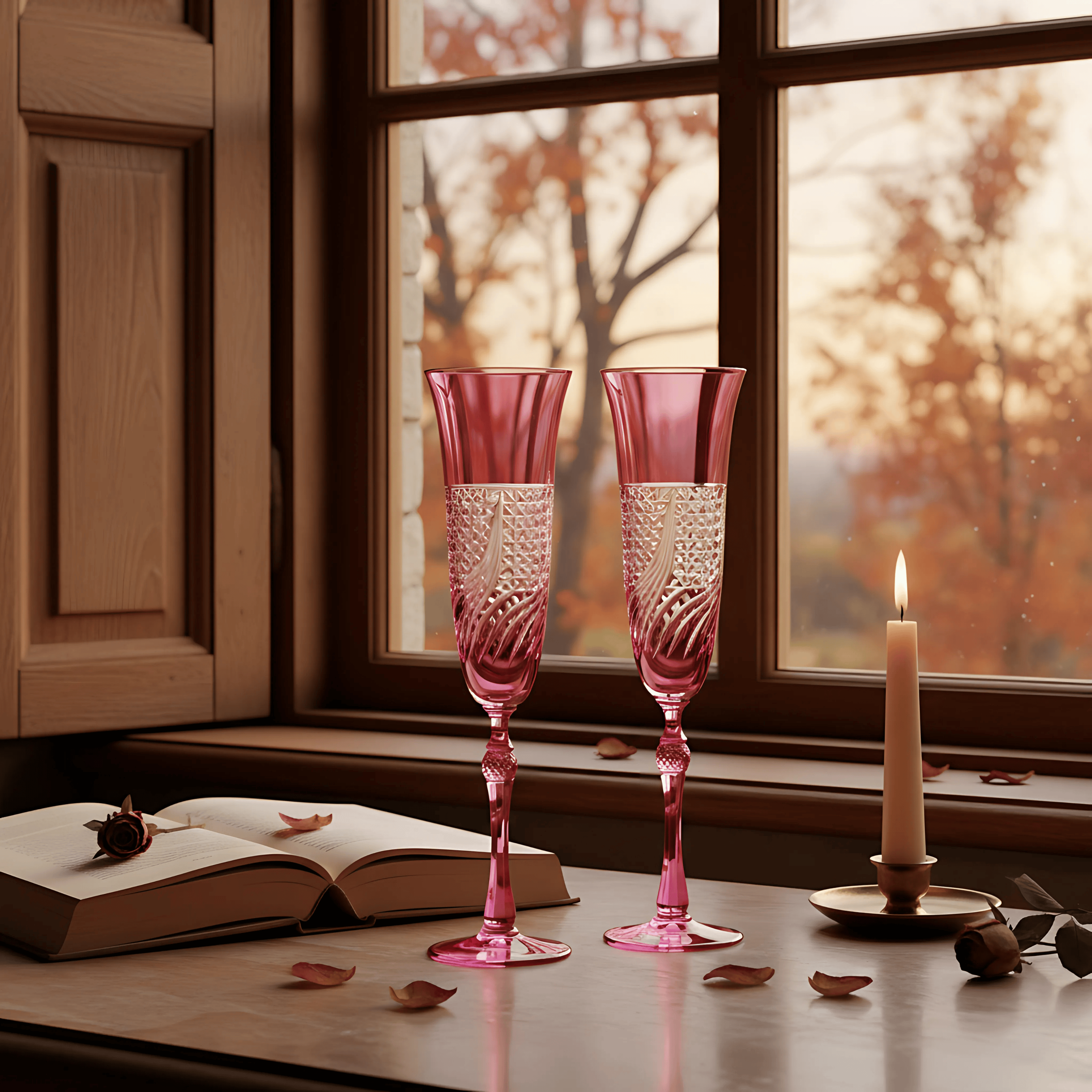 Aurora Champagne Flute - Set Of 2 - Margerie Crystal USA