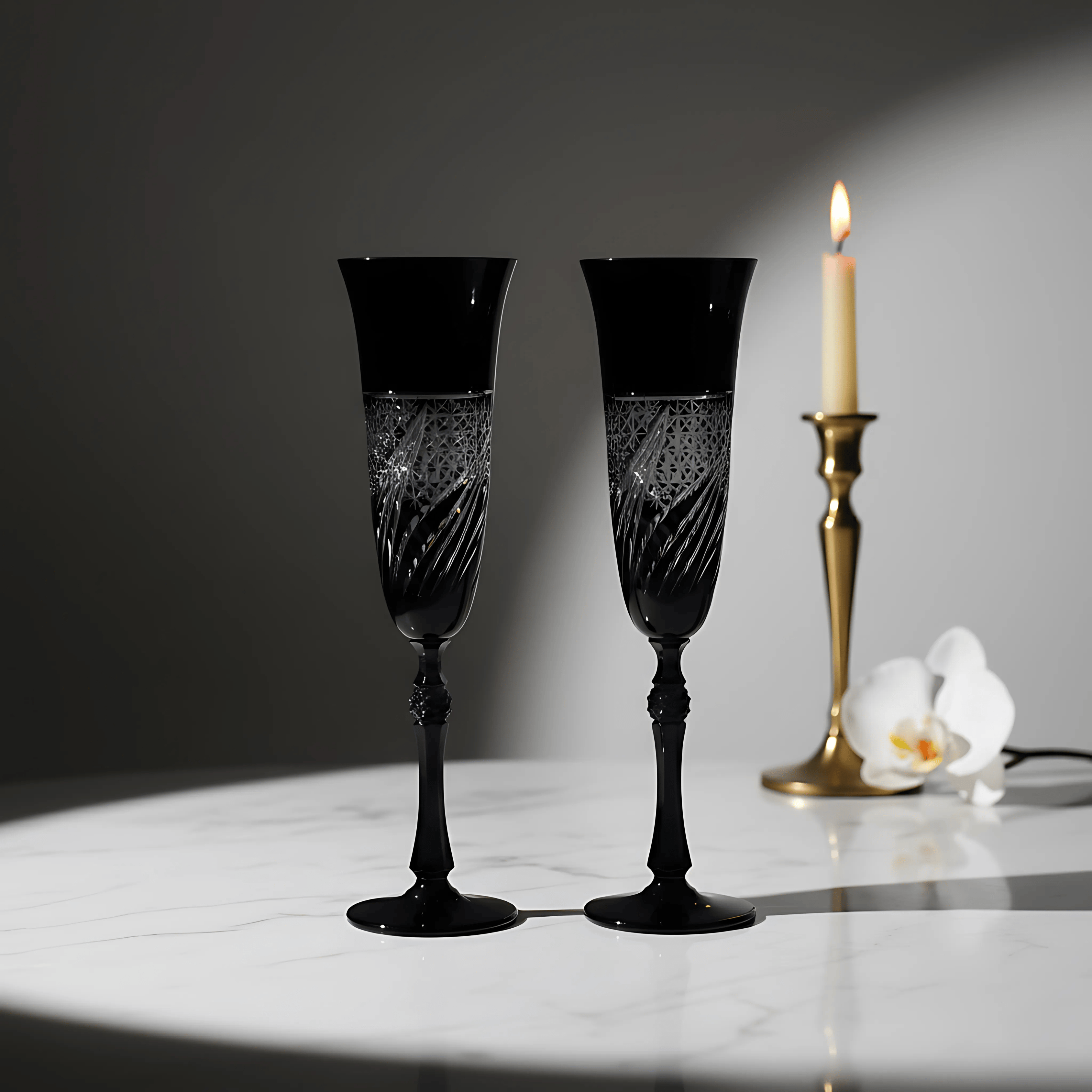 Aurora Champagne Flute - Set Of 2 - Margerie Crystal USA