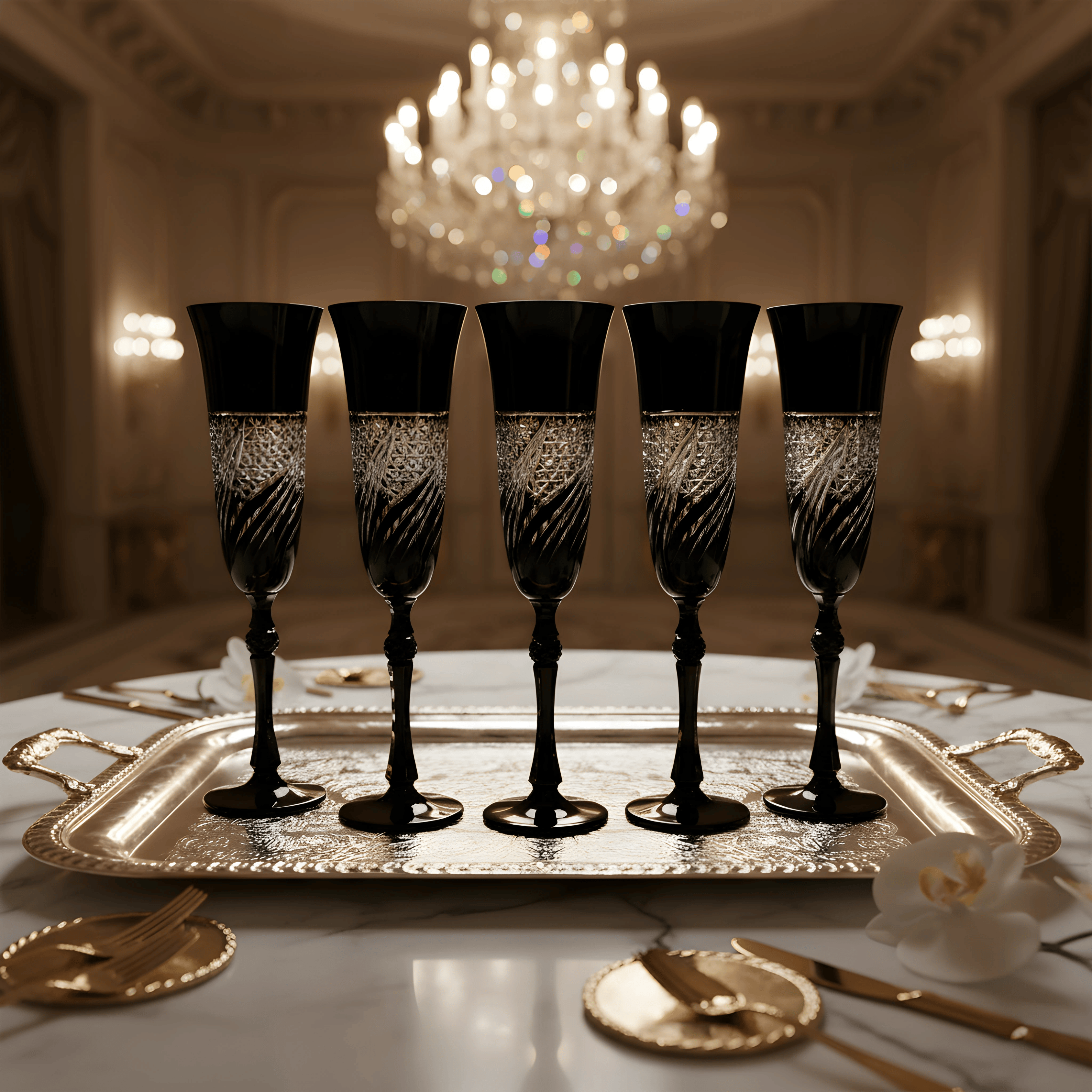 Aurora Champagne Flute - Set Of 2 - Margerie Crystal USA