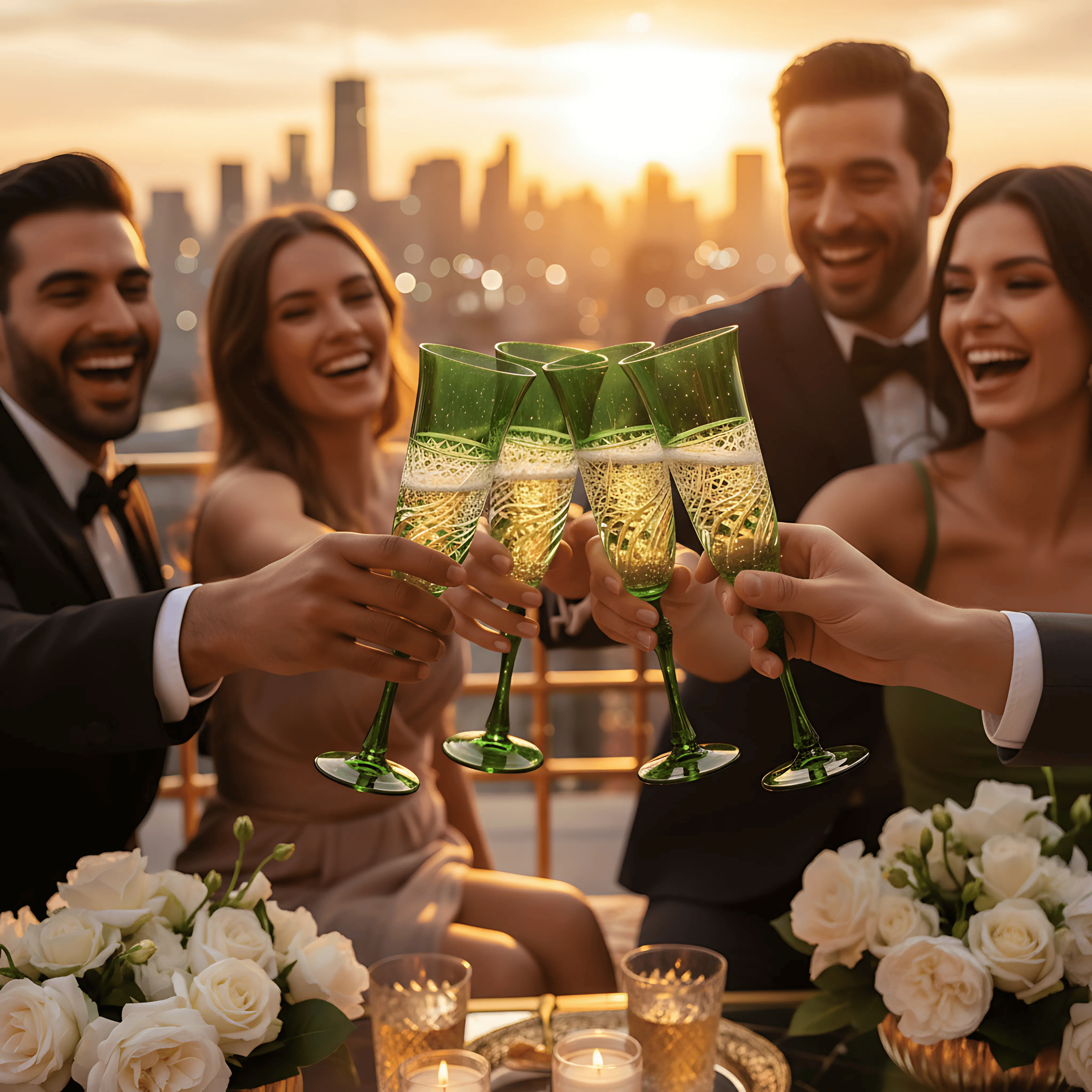 Aurora Champagne Flute - Set Of 2 - Margerie Crystal USA