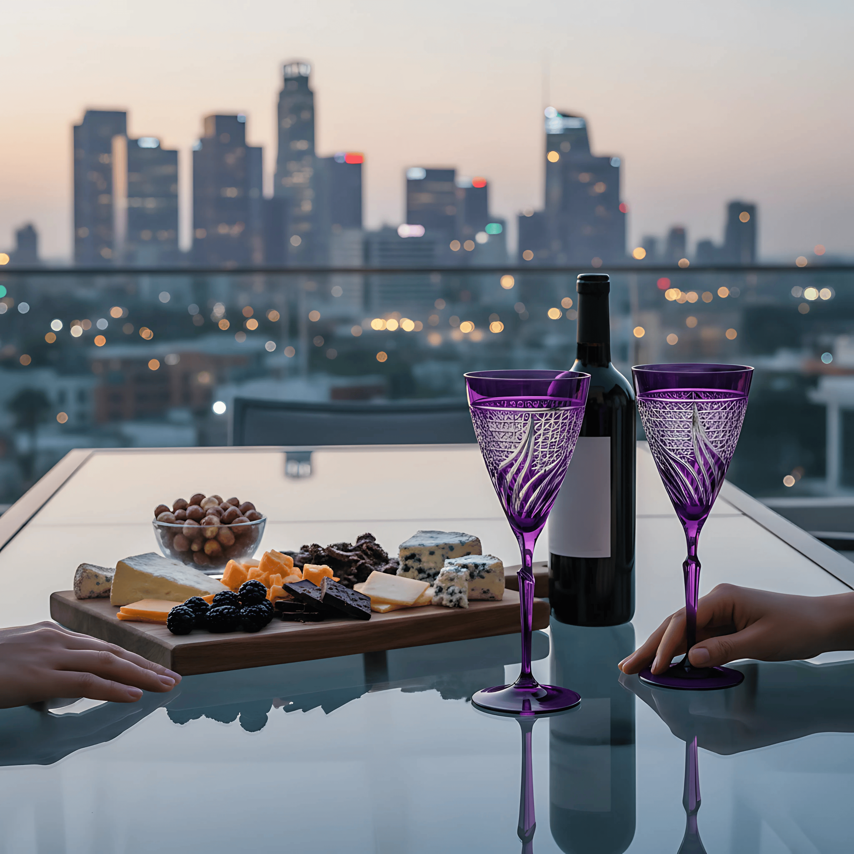 Aurora Wine Glass - Set Of 2 - Margerie Crystal USA