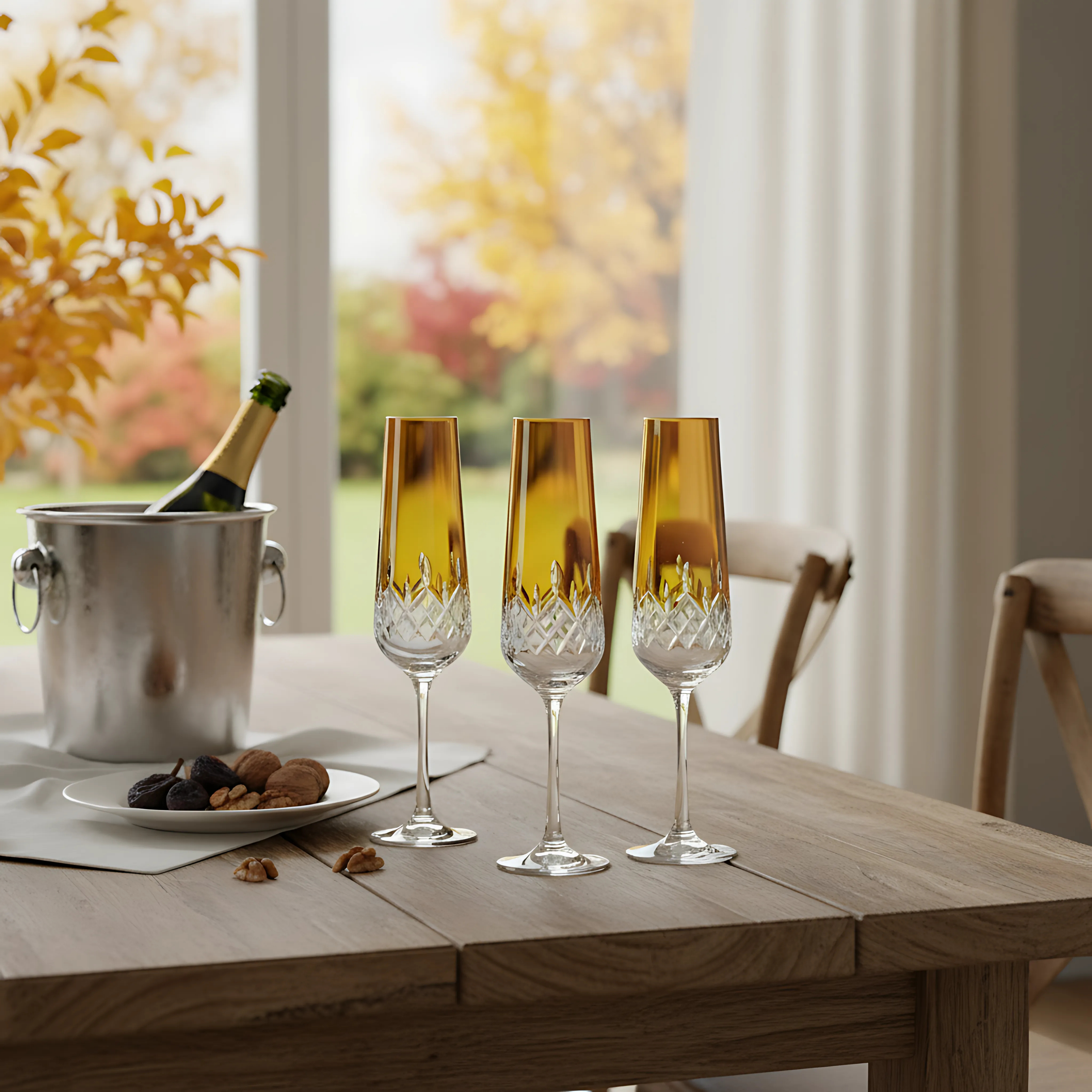 Aria Champagne Flute - Set Of 2 - Margerie Crystal USA