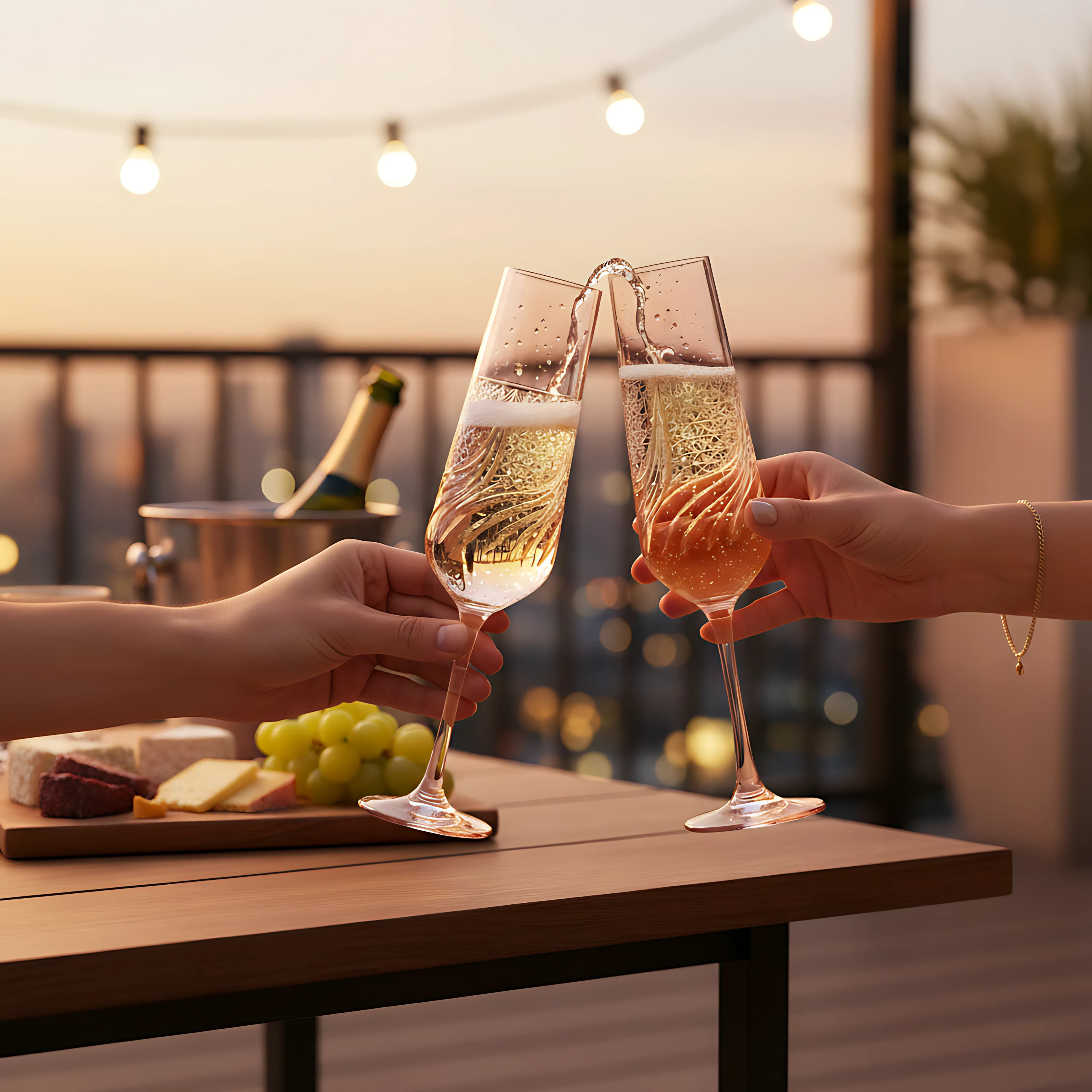 Aurora Champagne Flute - Set Of 2 - Margerie Crystal USA