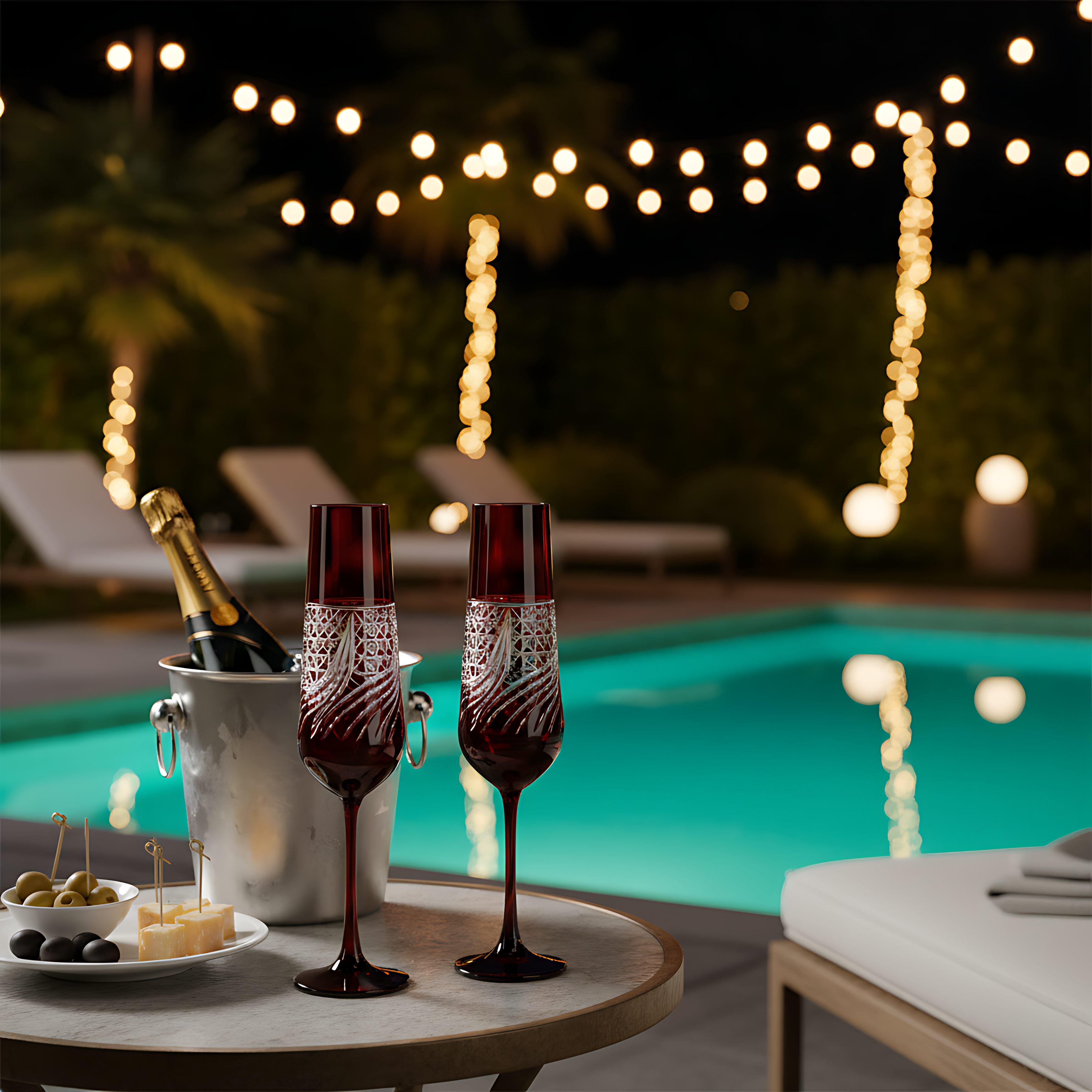 Aurora Champagne Flute - Set Of 2 - Margerie Crystal USA