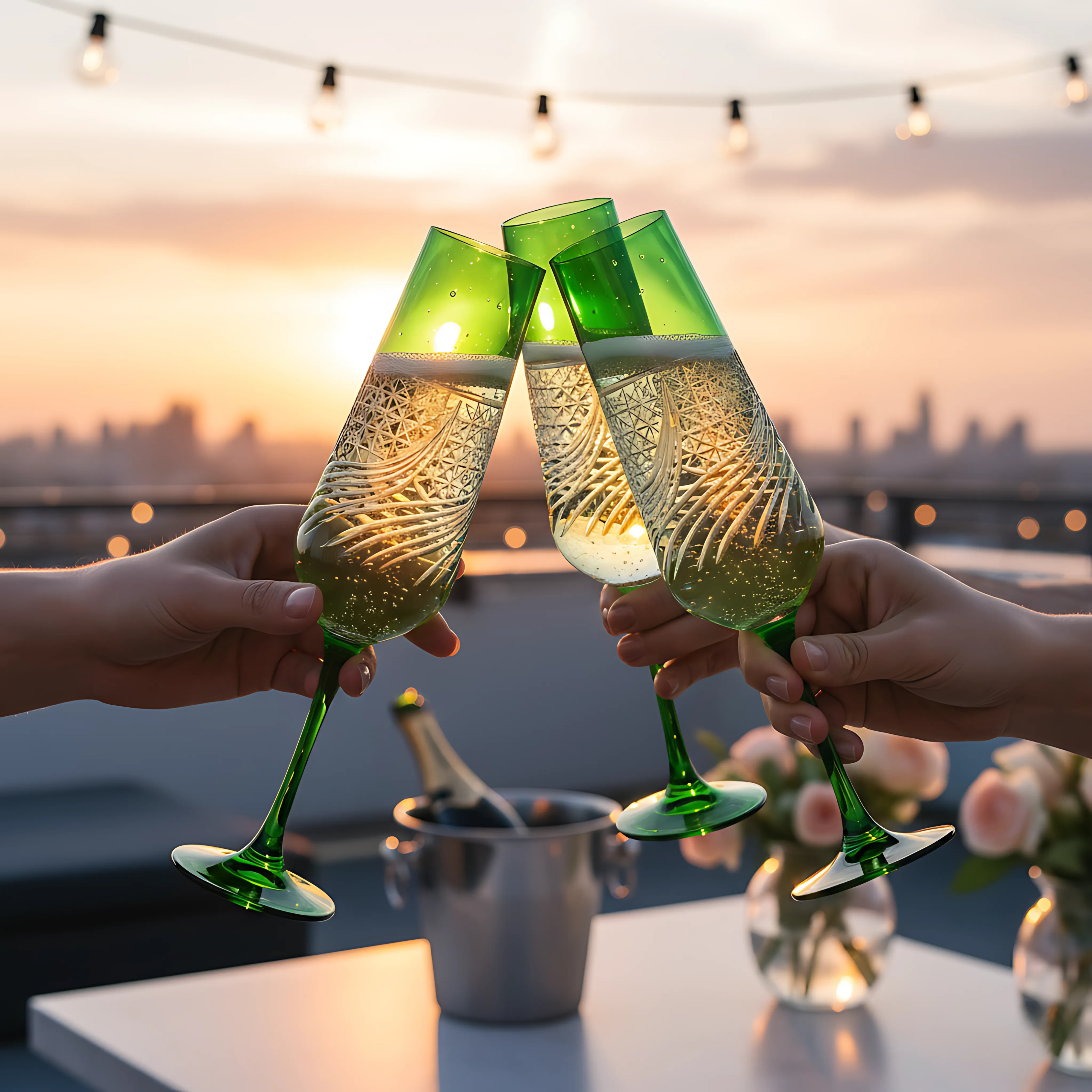 Aurora Champagne Flute - Set Of 2 - Margerie Crystal USA