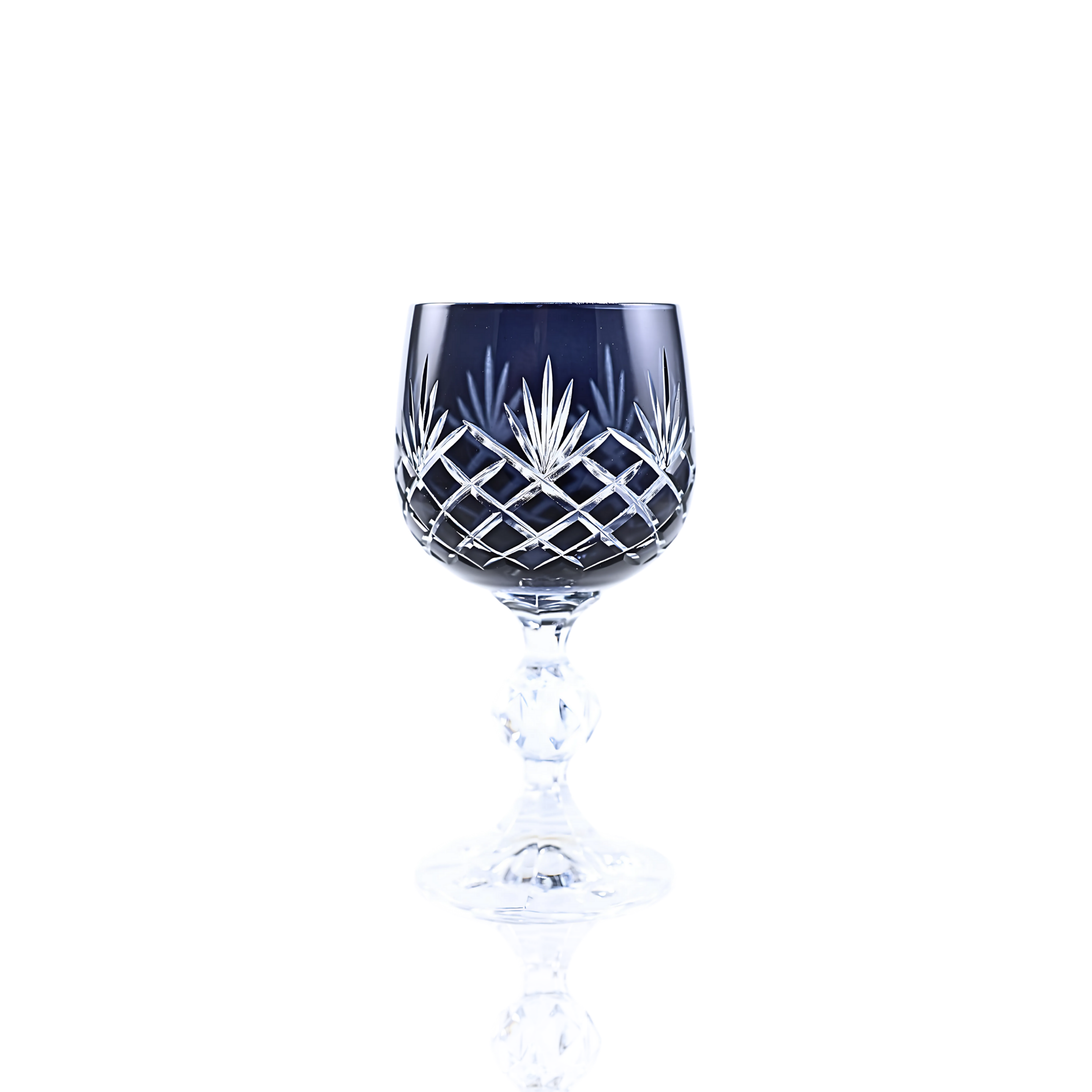 Ara Cut Crystal Small Wine Goblet - Set Of 2 - Margerie Crystal USA