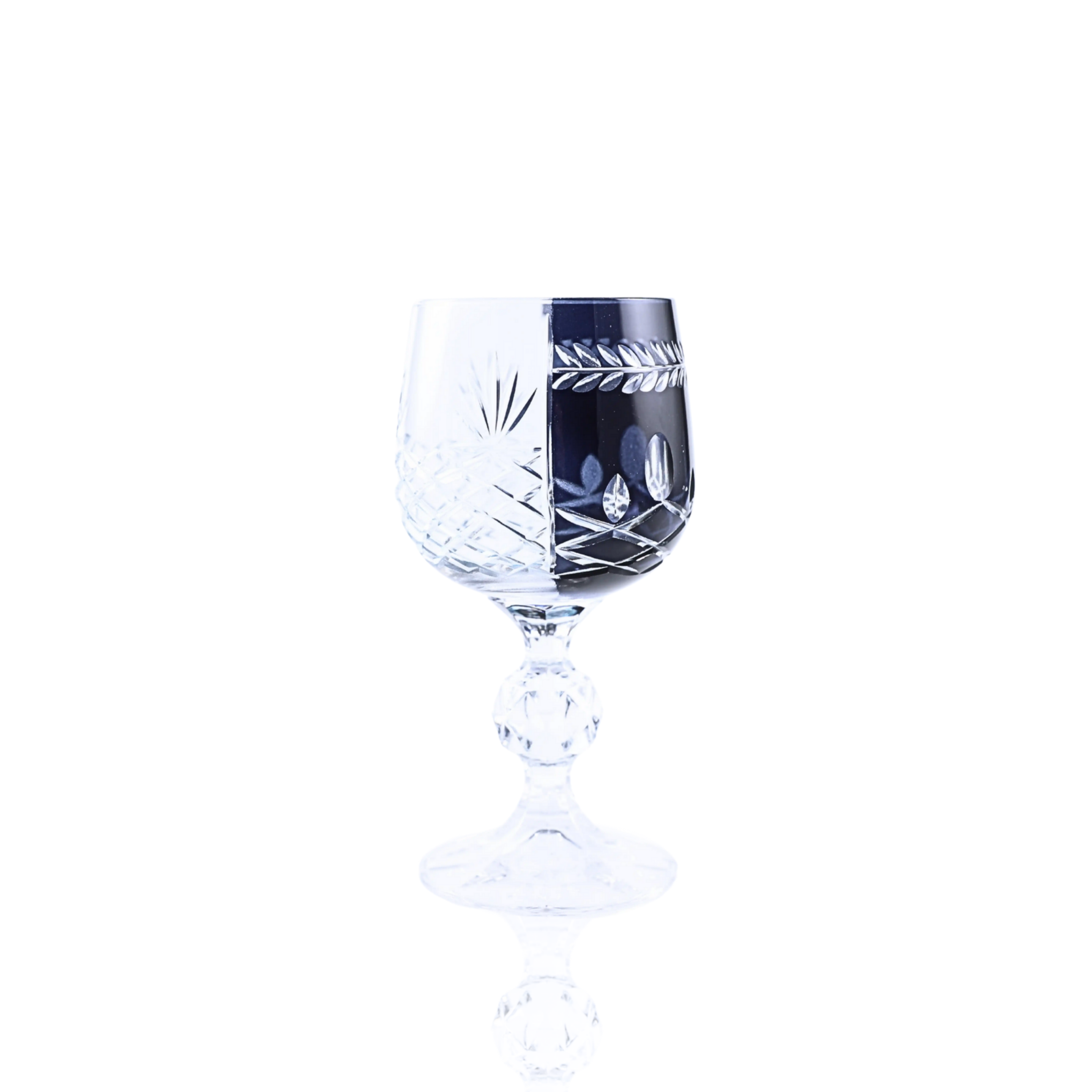 Hybrid Cut Crystal Small Wine Goblet - Set Of 2 - Margerie Crystal USA