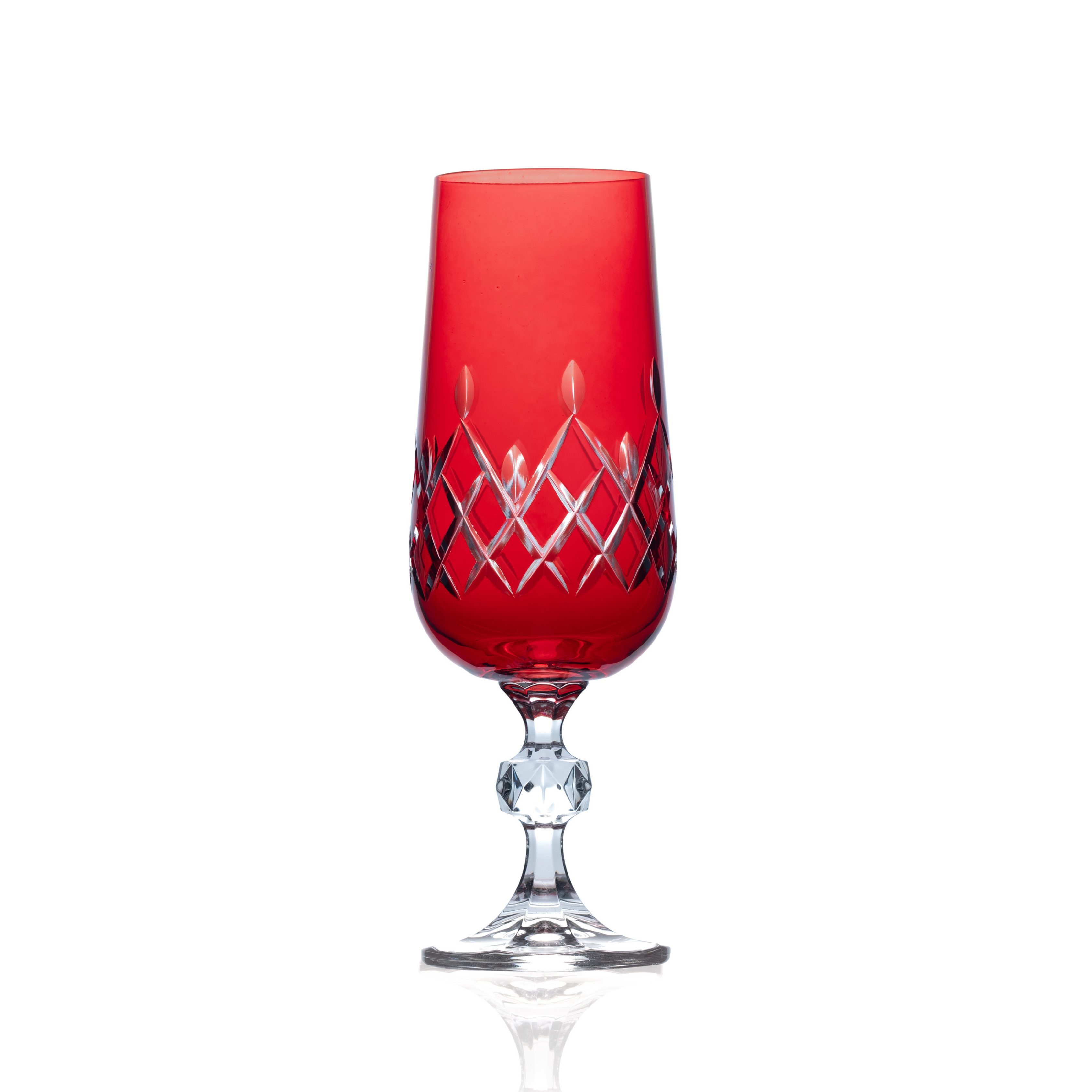 Aria Cut Crystal Champagne Flutes - Set Of 2 - Margerie Crystal USA