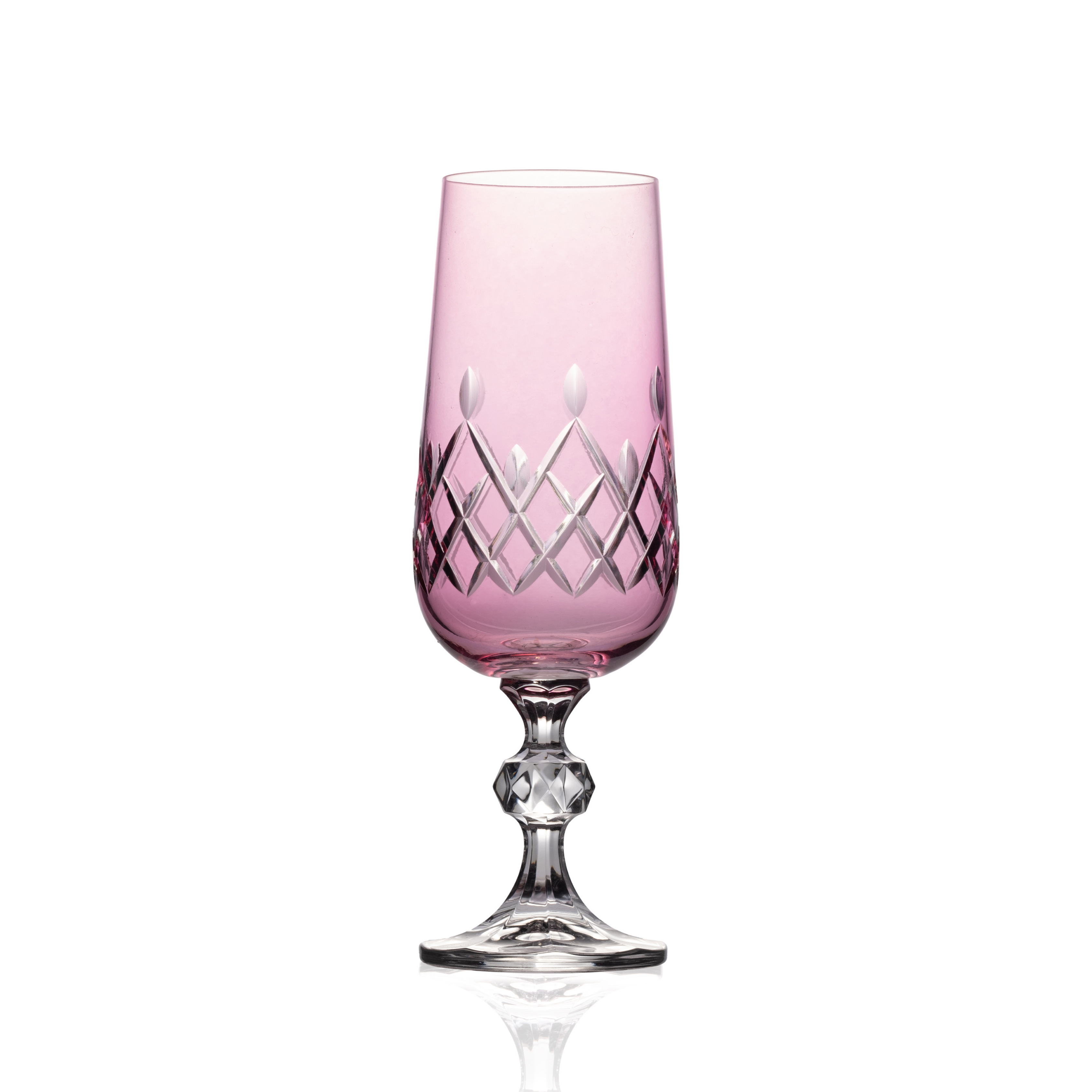 Aria Cut Crystal Champagne Flutes - Set Of 2 - Margerie Crystal USA
