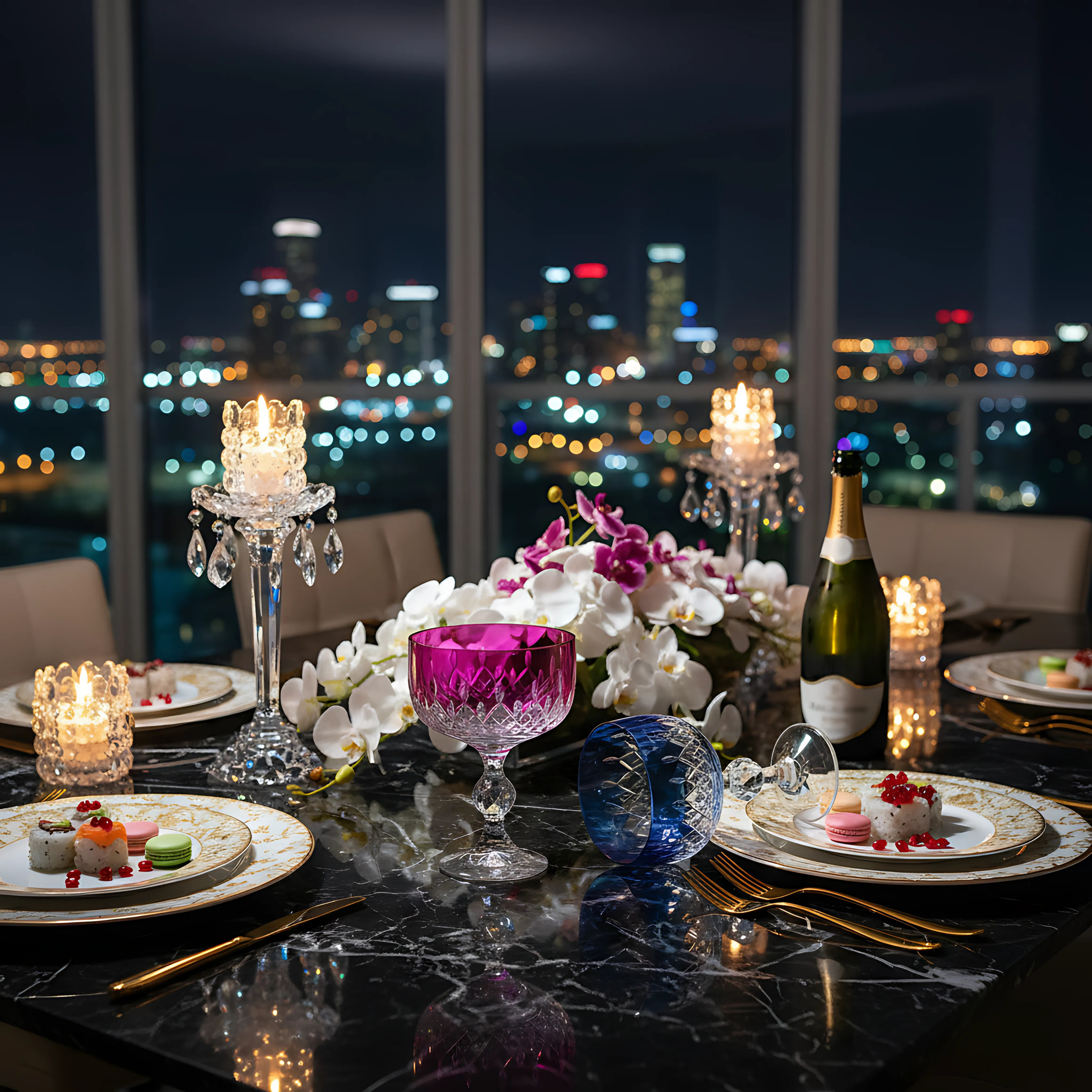 Aria Cut Crystal Champagne Coupe Glasses - Set Of 2 - Margerie Crystal USA