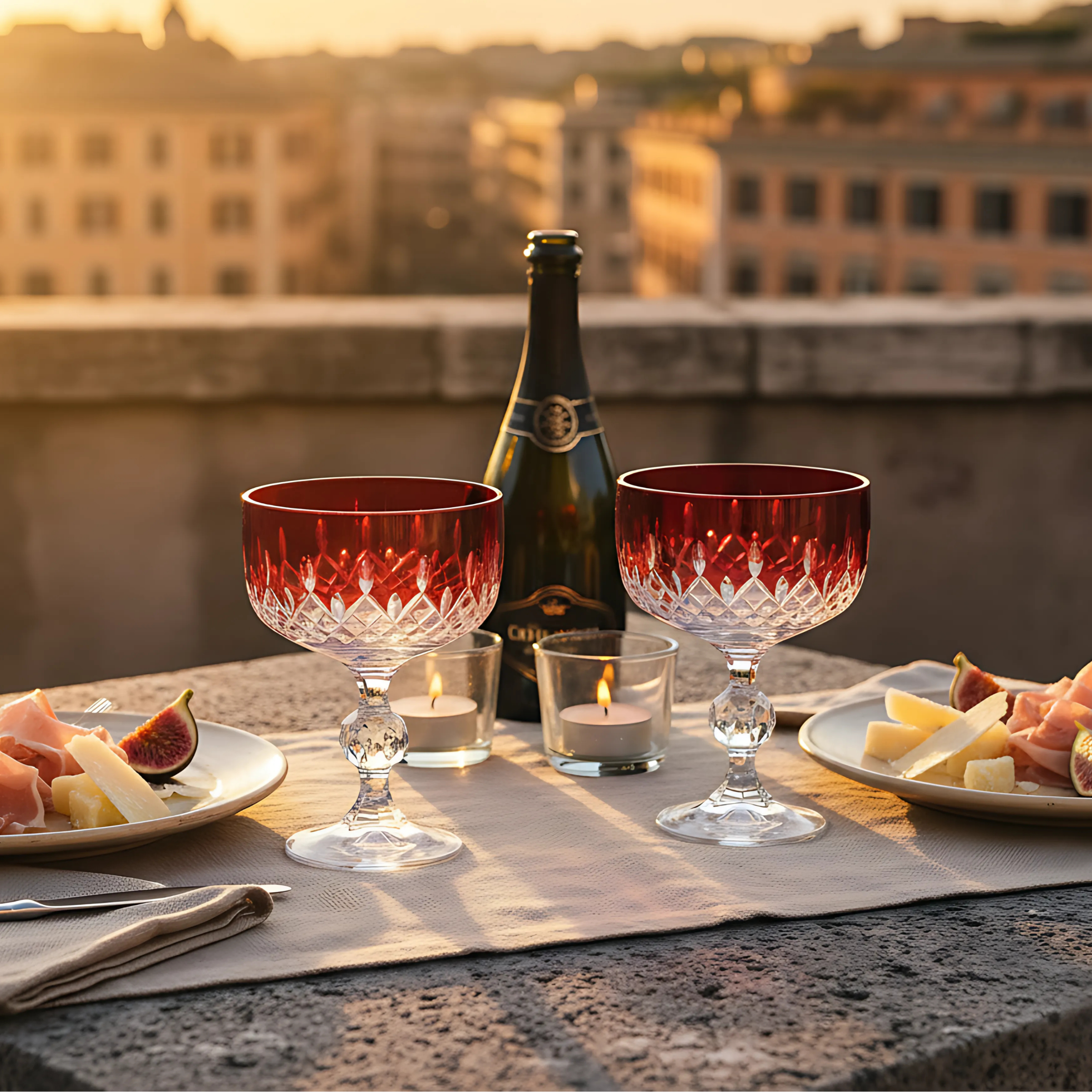 Aria Cut Crystal Champagne Coupe Glasses - Set Of 2 - Margerie Crystal USA