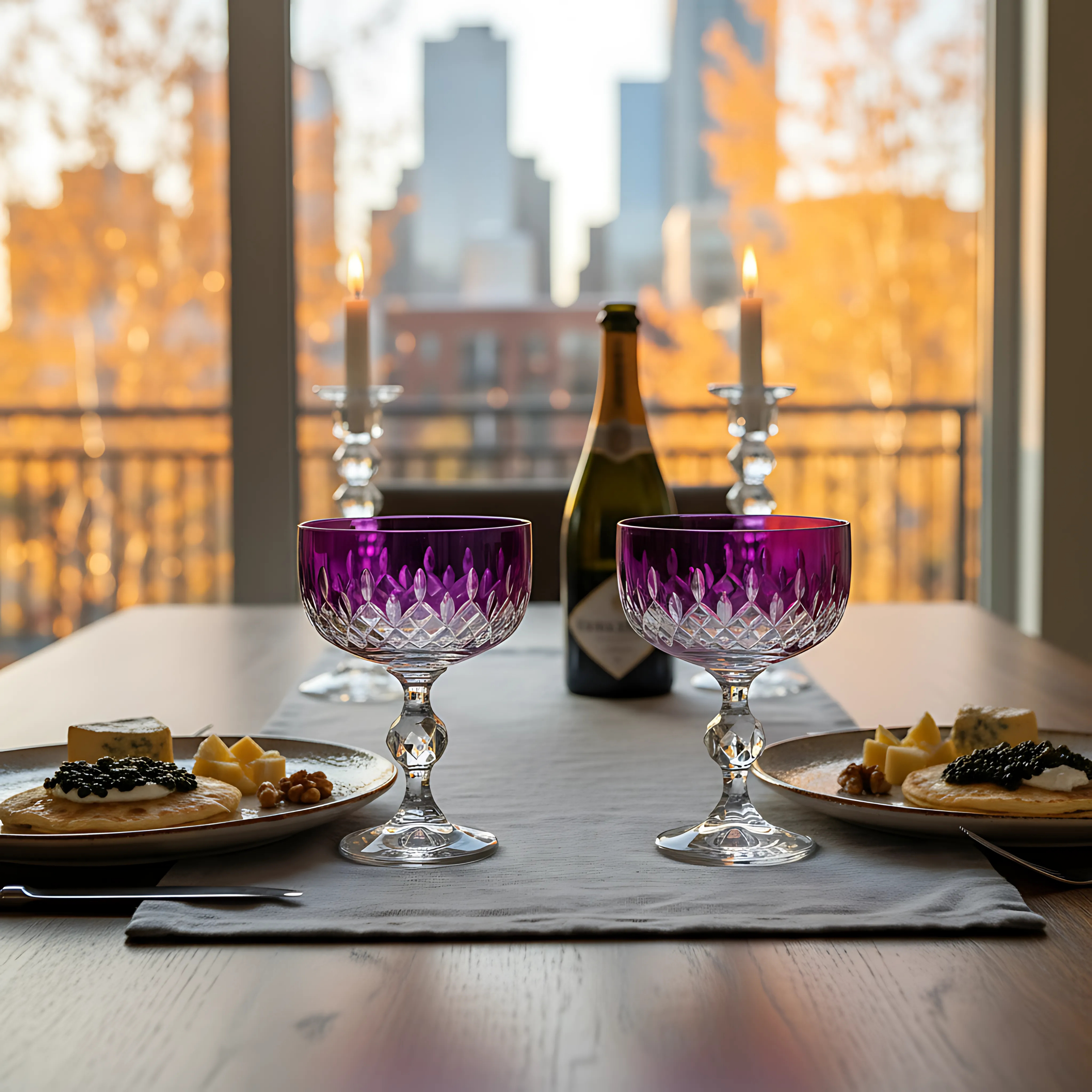 Aria Cut Crystal Champagne Coupe Glasses - Set Of 2 - Margerie Crystal USA