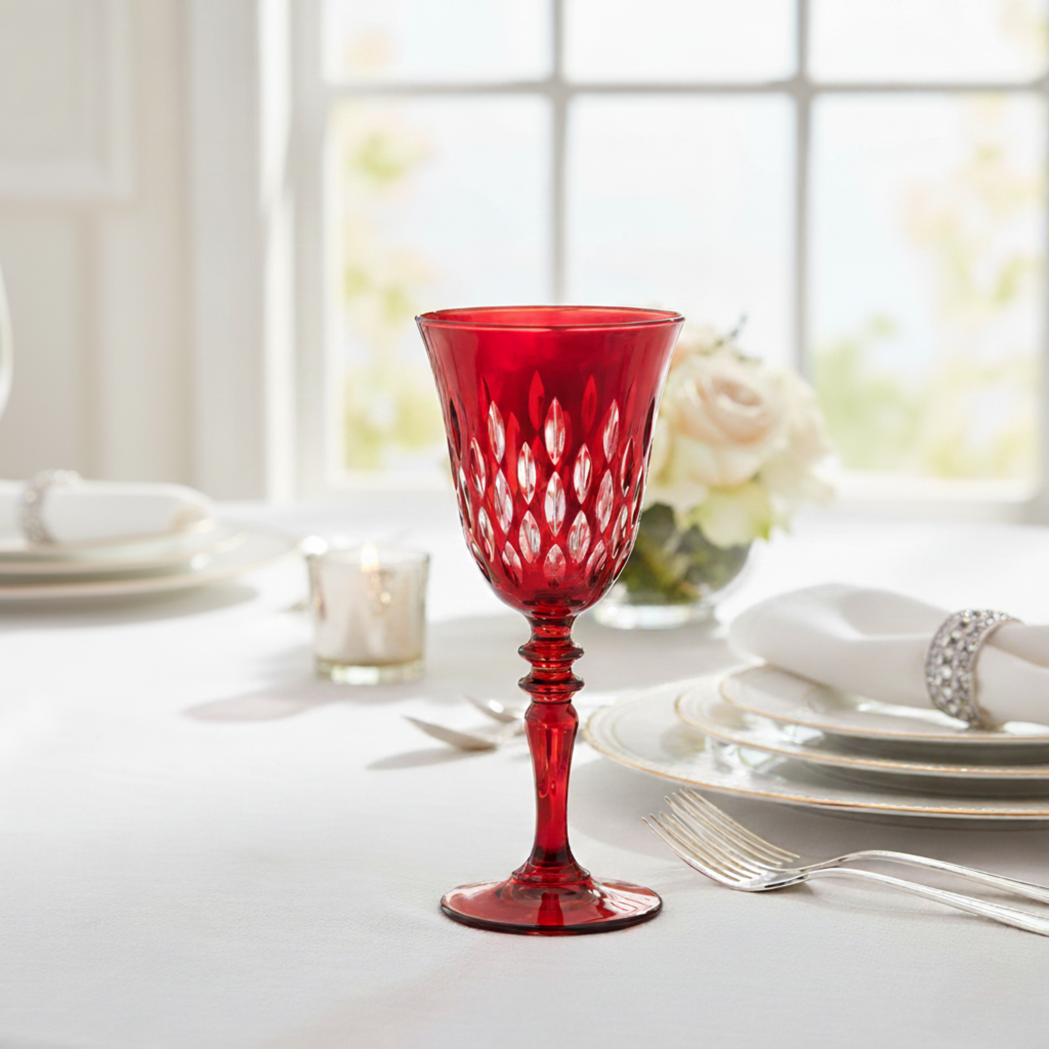 Royal Cut Crystal Wine Glasses - Set Of 2 - Margerie Crystal USA