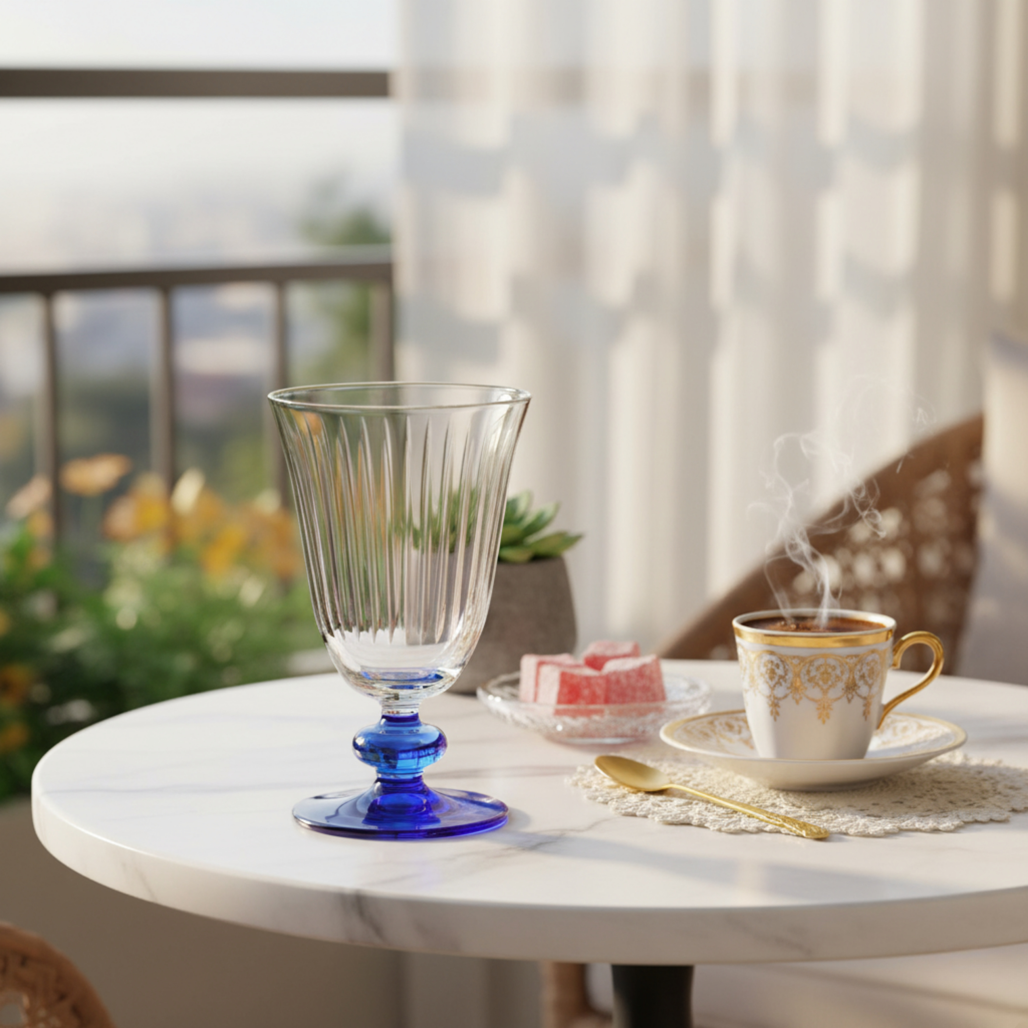 Stella Hybrid Cut Crystal Wine Goblet - Set Of 2 - Margerie Crystal USA