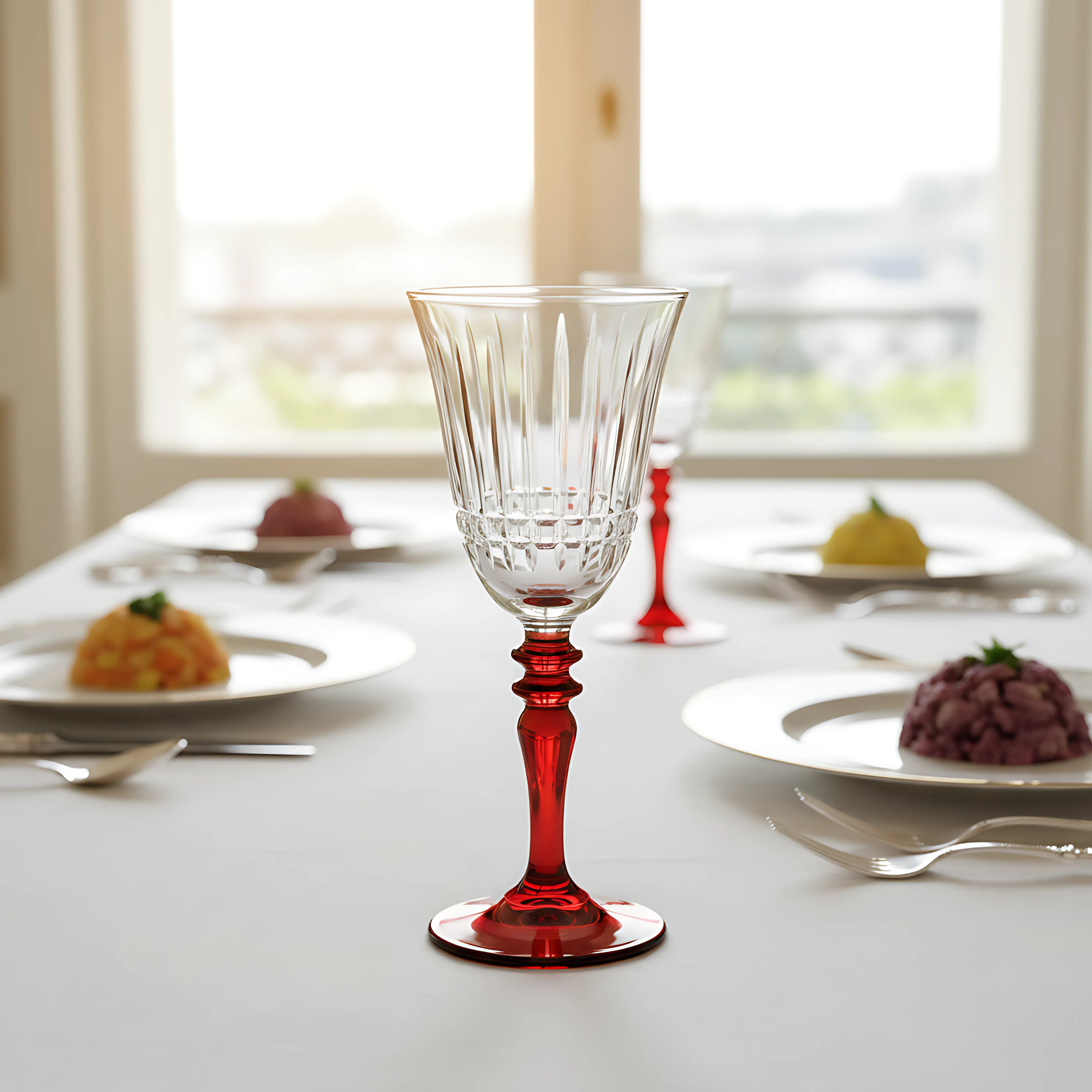 Luna Hybrid Cut Crystal Wine Glasses - Set Of 2 - Margerie Crystal USA