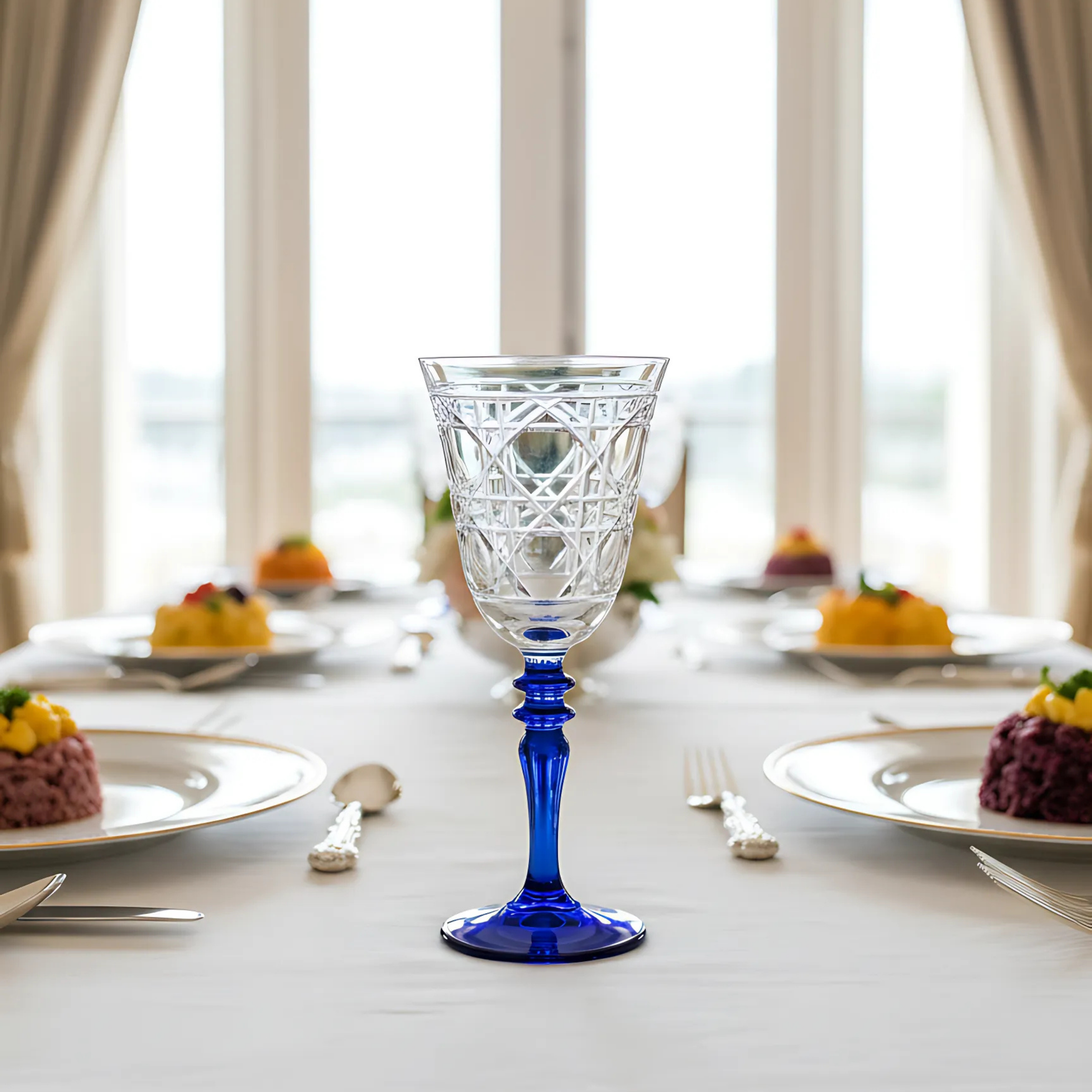 Gloria Hybrid Cut Crystal Wine Glasses - Set Of 2 - Margerie Crystal USA