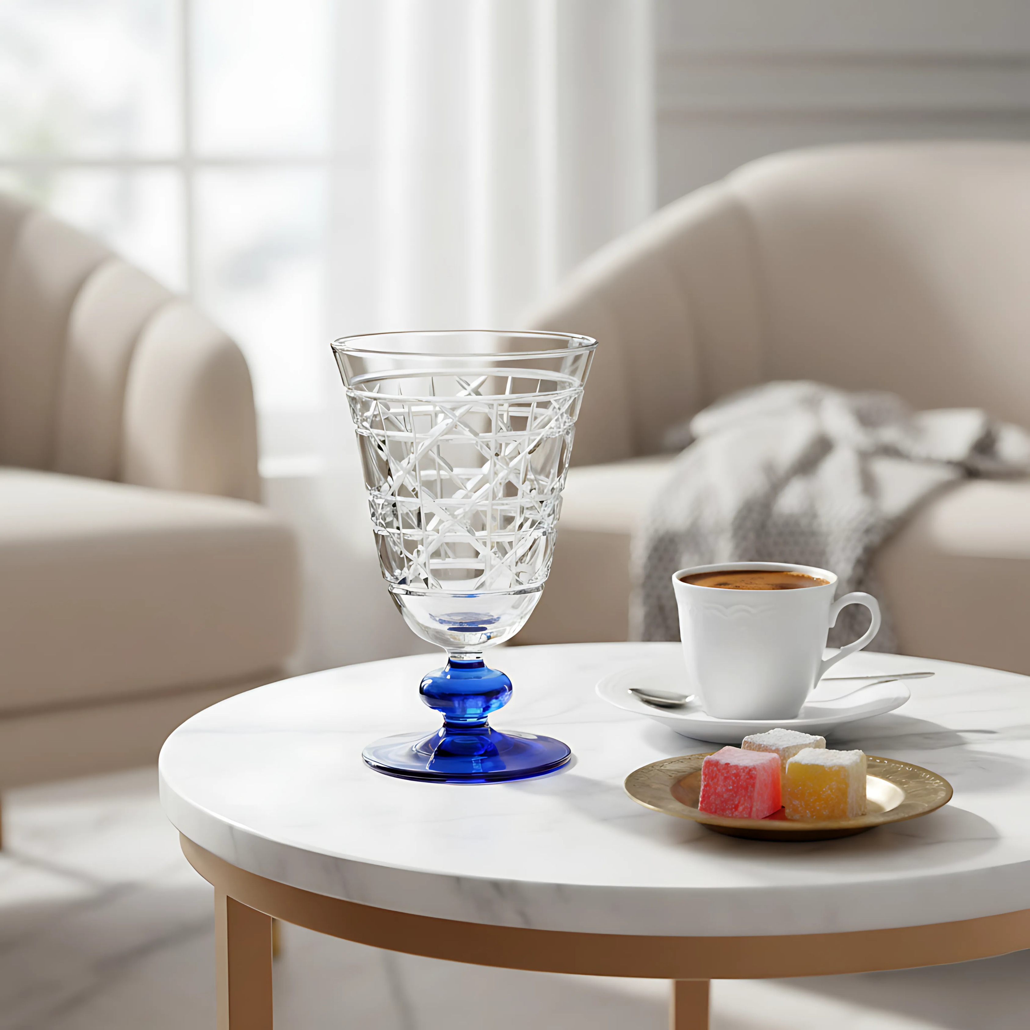 Gloria Hybrid Cut Crystal Wine Goblet - Set Of 2 - Margerie Crystal USA