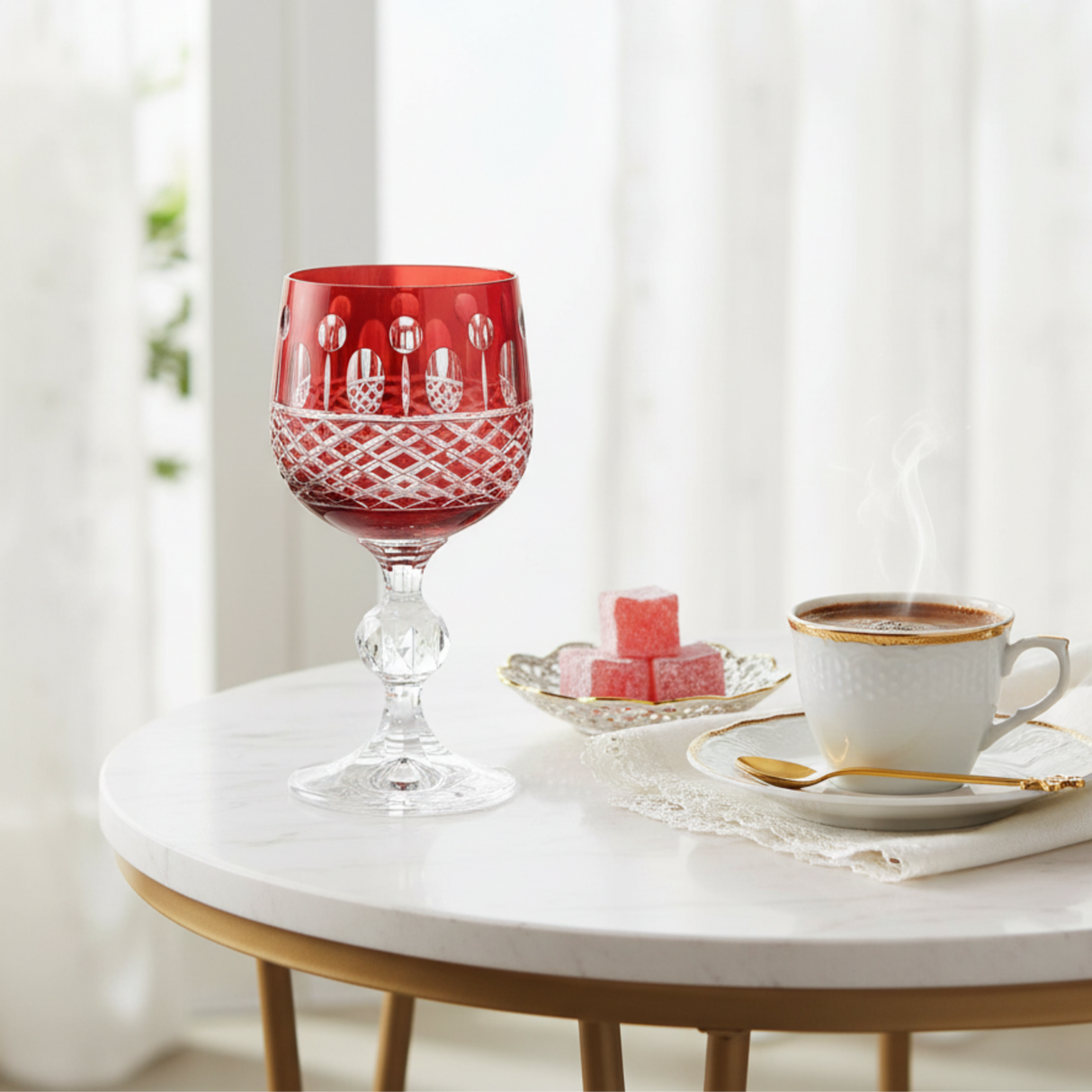 Ophelia Cut Crystal Wine Goblet - Set Of 2