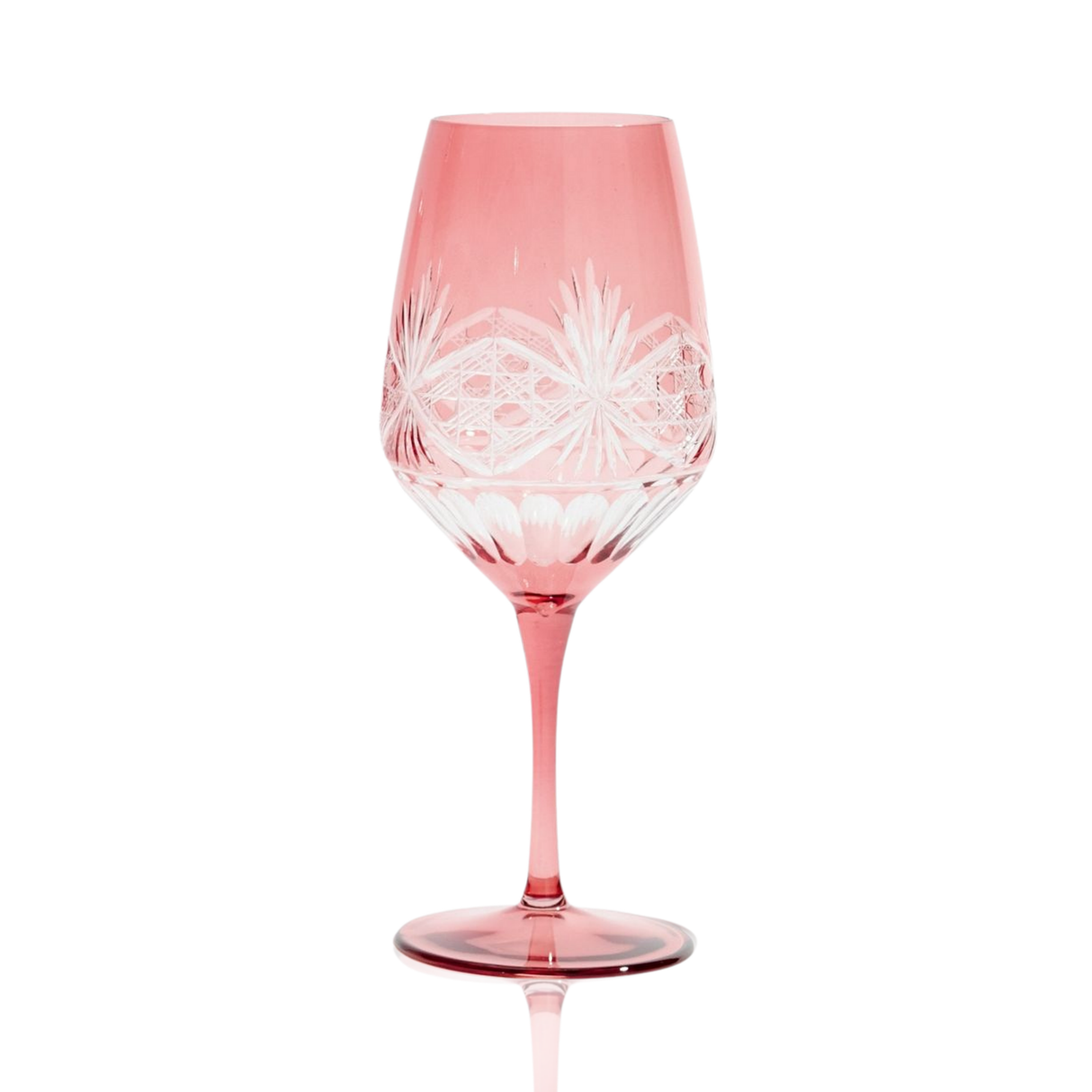 Victorian Cut Wine Stem Glasses - Set Of 2