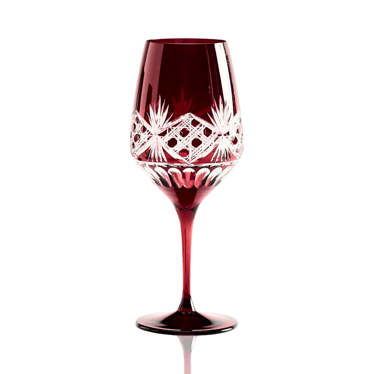 Victorian Cut Wine Stem Glasses - Set Of 2