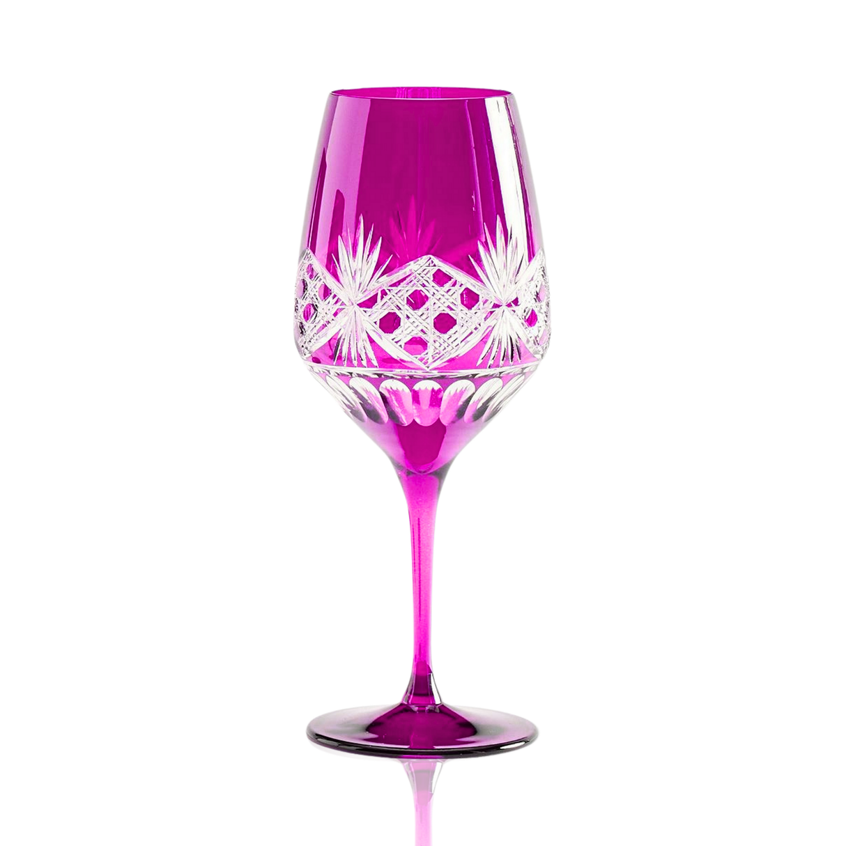 Victorian Cut Wine Stem Glasses - Set Of 2