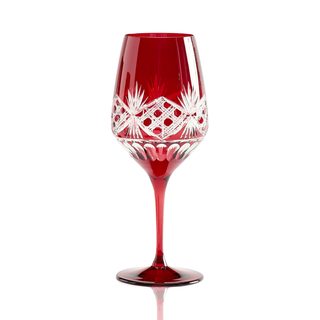 Victorian Cut Wine Stem Glasses - Set Of 2