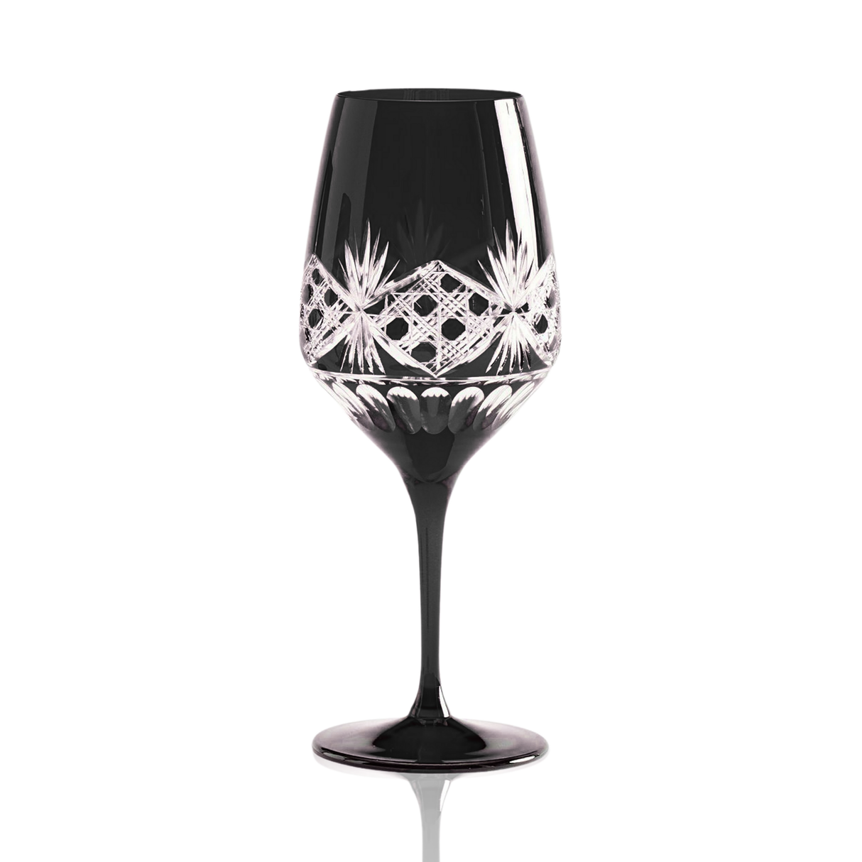 Victorian Cut Wine Stem Glasses - Set Of 2