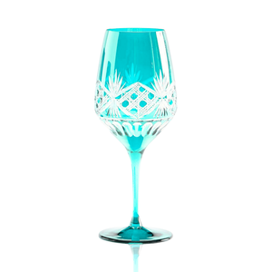 Victorian Cut Wine Stem Glasses - Set Of 2