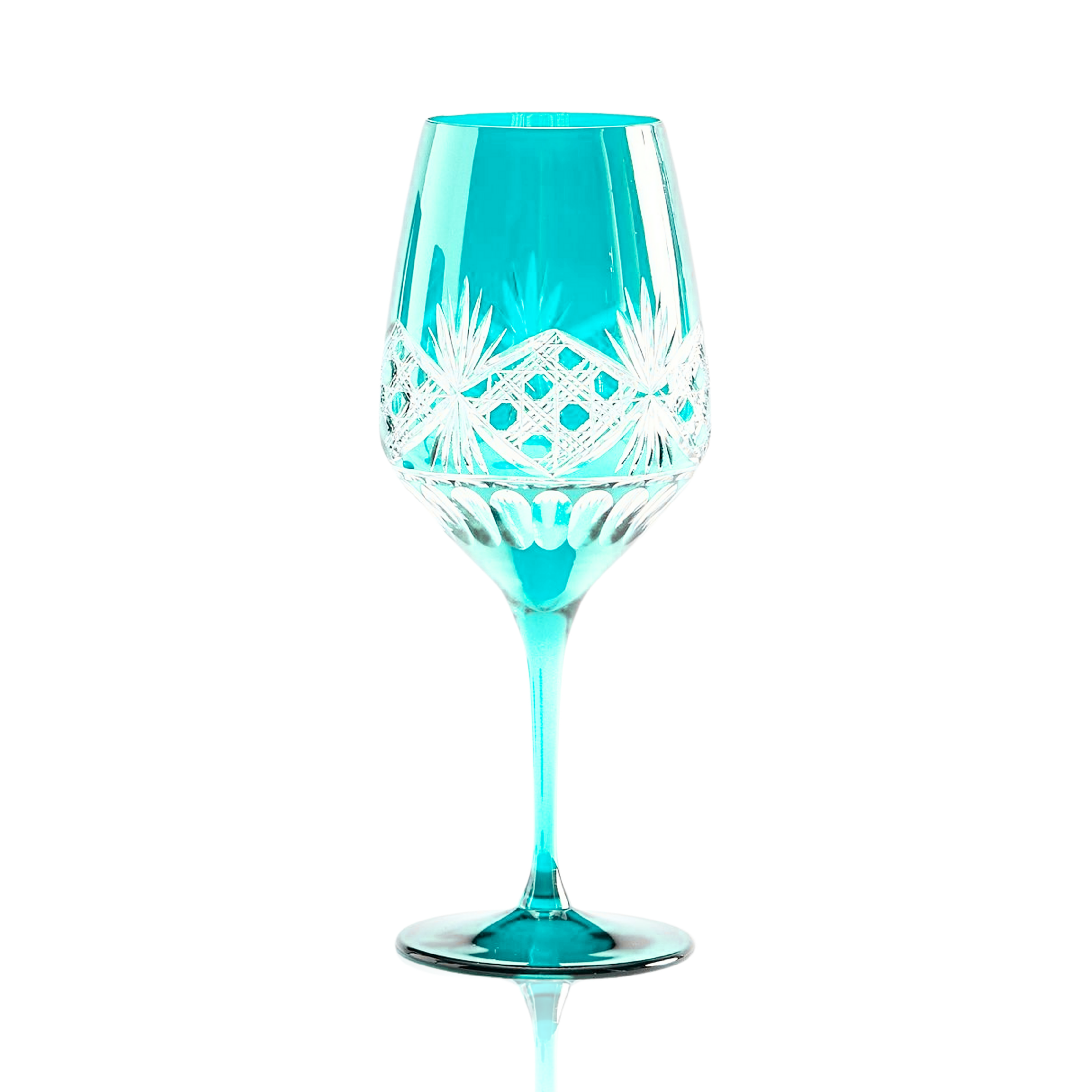 Victorian Cut Wine Stem Glasses - Set Of 2 - Margerie Crystal USA