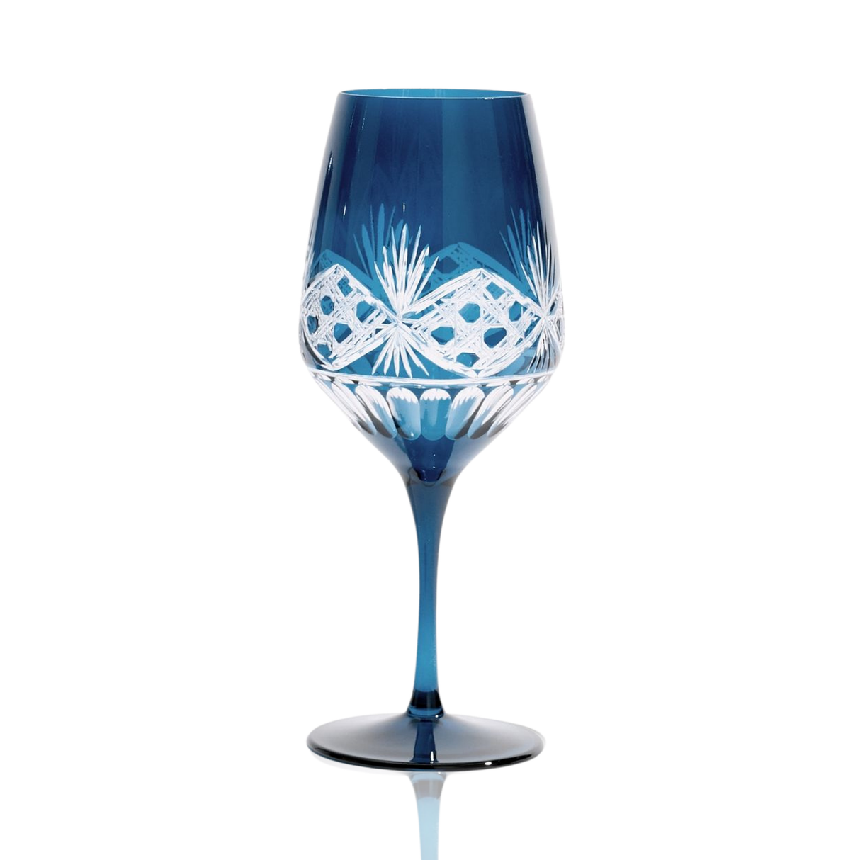 Victorian Cut Wine Stem Glasses - Set Of 2