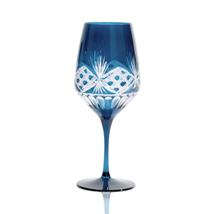 Victorian Cut Wine Stem Glasses - Set Of 2