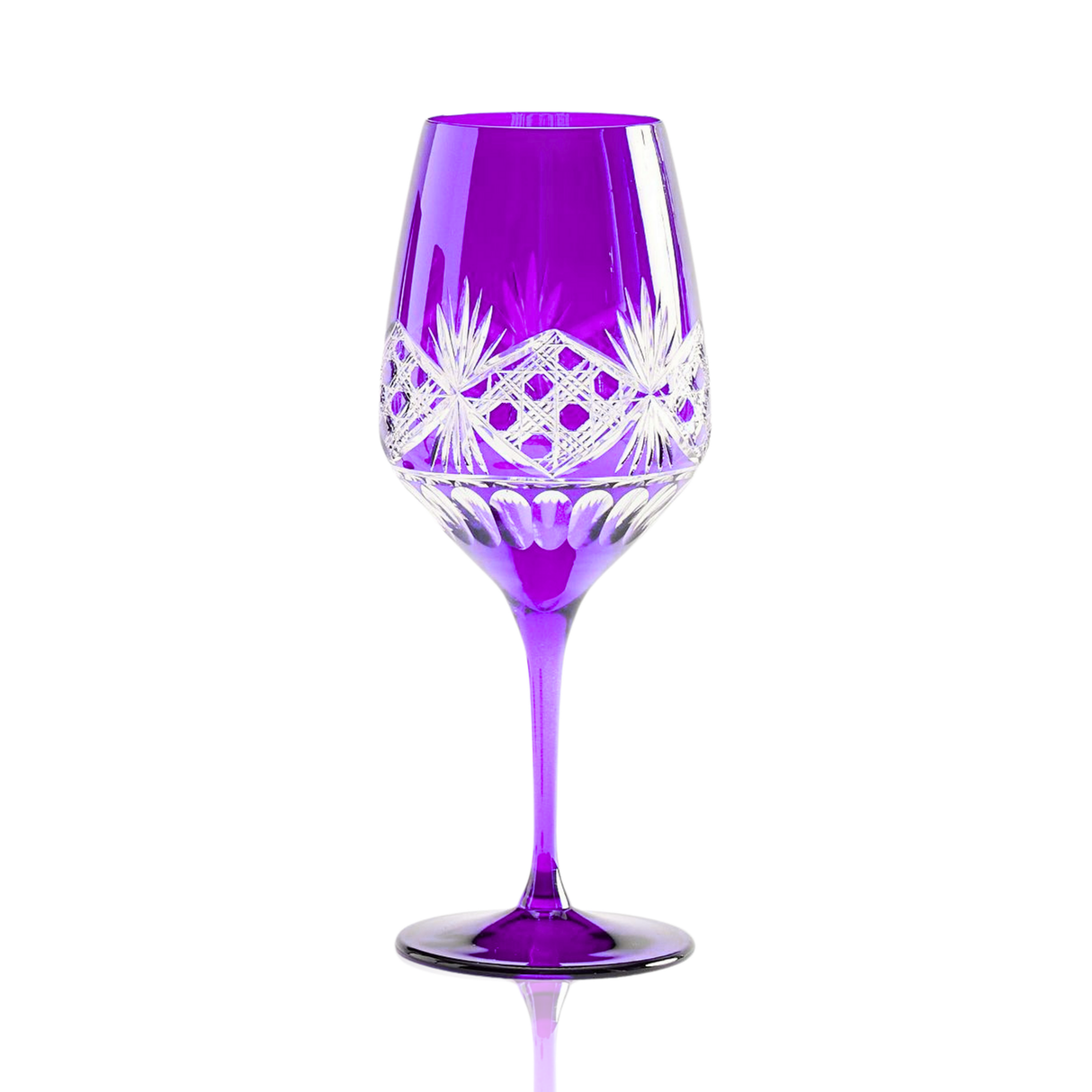 Victorian Cut Wine Stem Glasses - Set Of 2