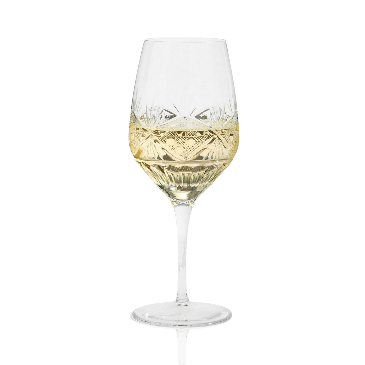 Victorian Cut Wine Stem Glasses - Set Of 2