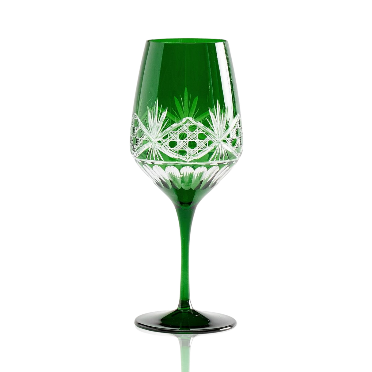 Victorian Cut Wine Stem Glasses - Set Of 2