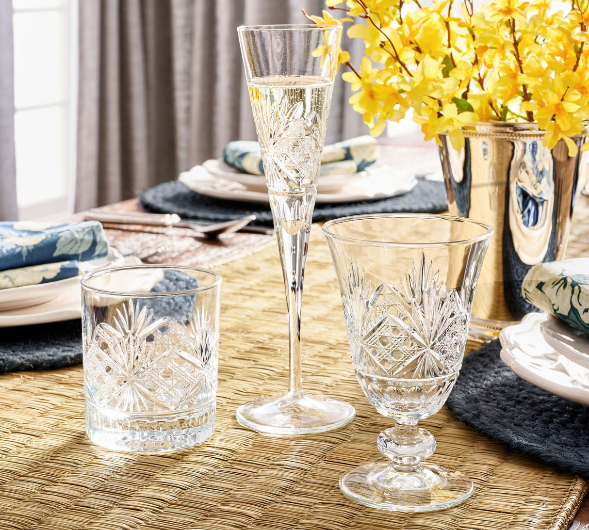 Antique Cut Double Old Fashioned Glasses