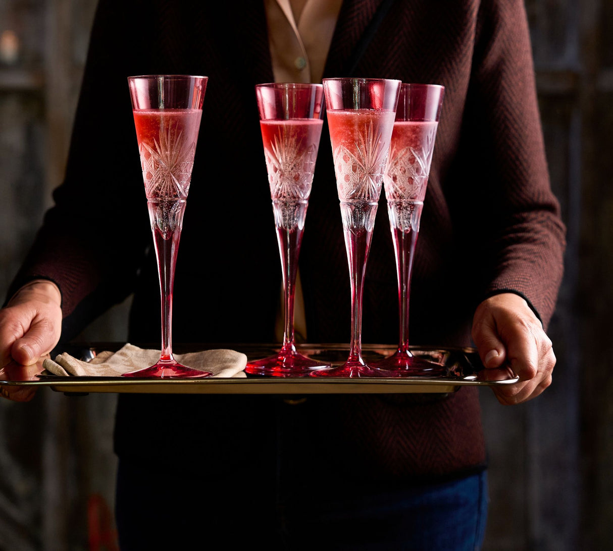 Antique Cut Champagne Flutes