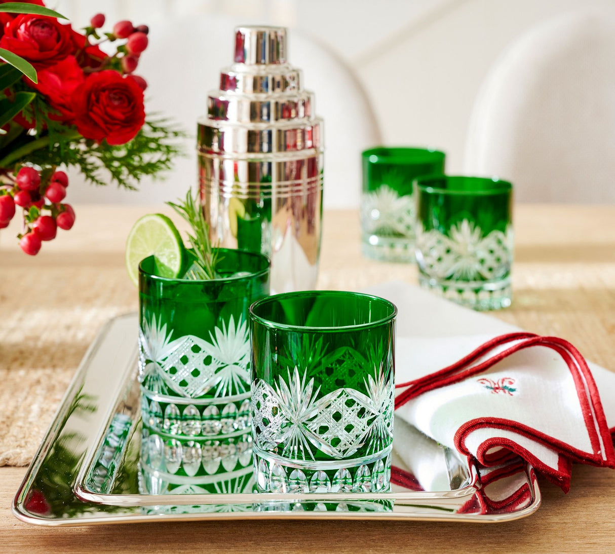 Antique Cut Double Old Fashioned Glasses