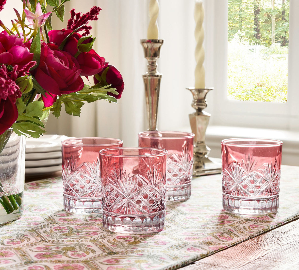Antique Cut Double Old Fashioned Glasses