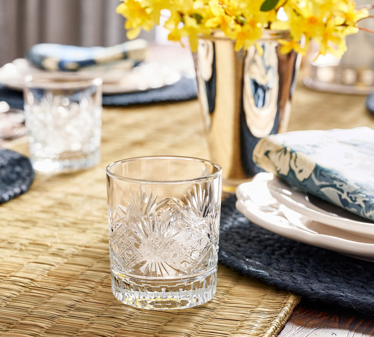 Antique Cut Double Old Fashioned Glasses